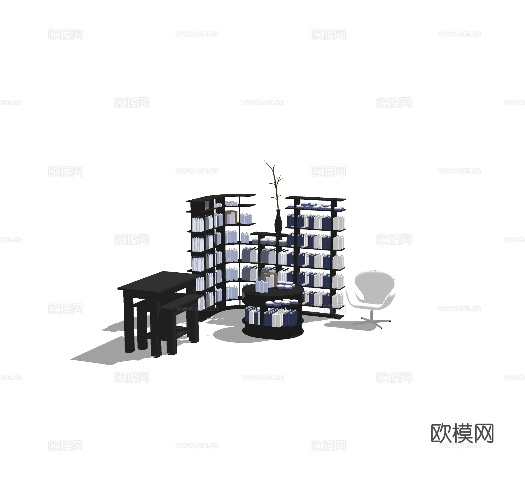 现代书柜免费su模型下载