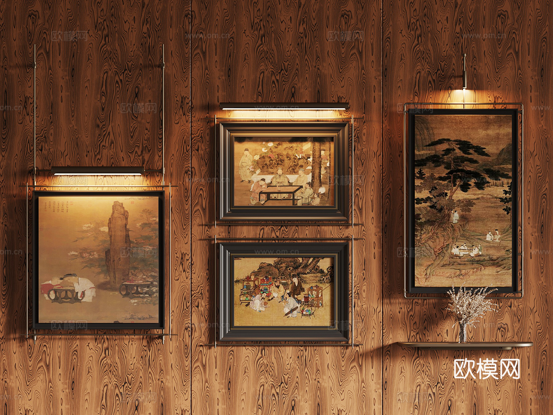 025中古风挂画 装饰画 艺术画3d模型