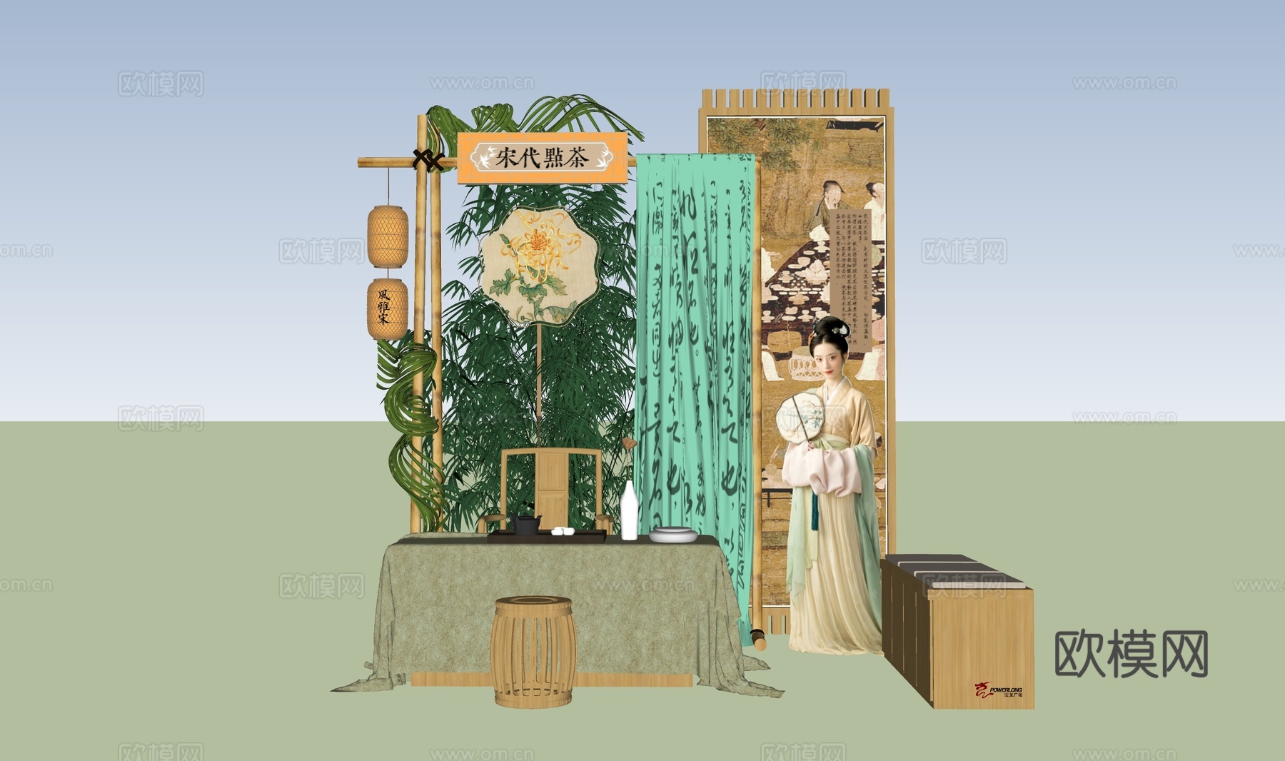 摊位美陈 商场活动打卡su模型