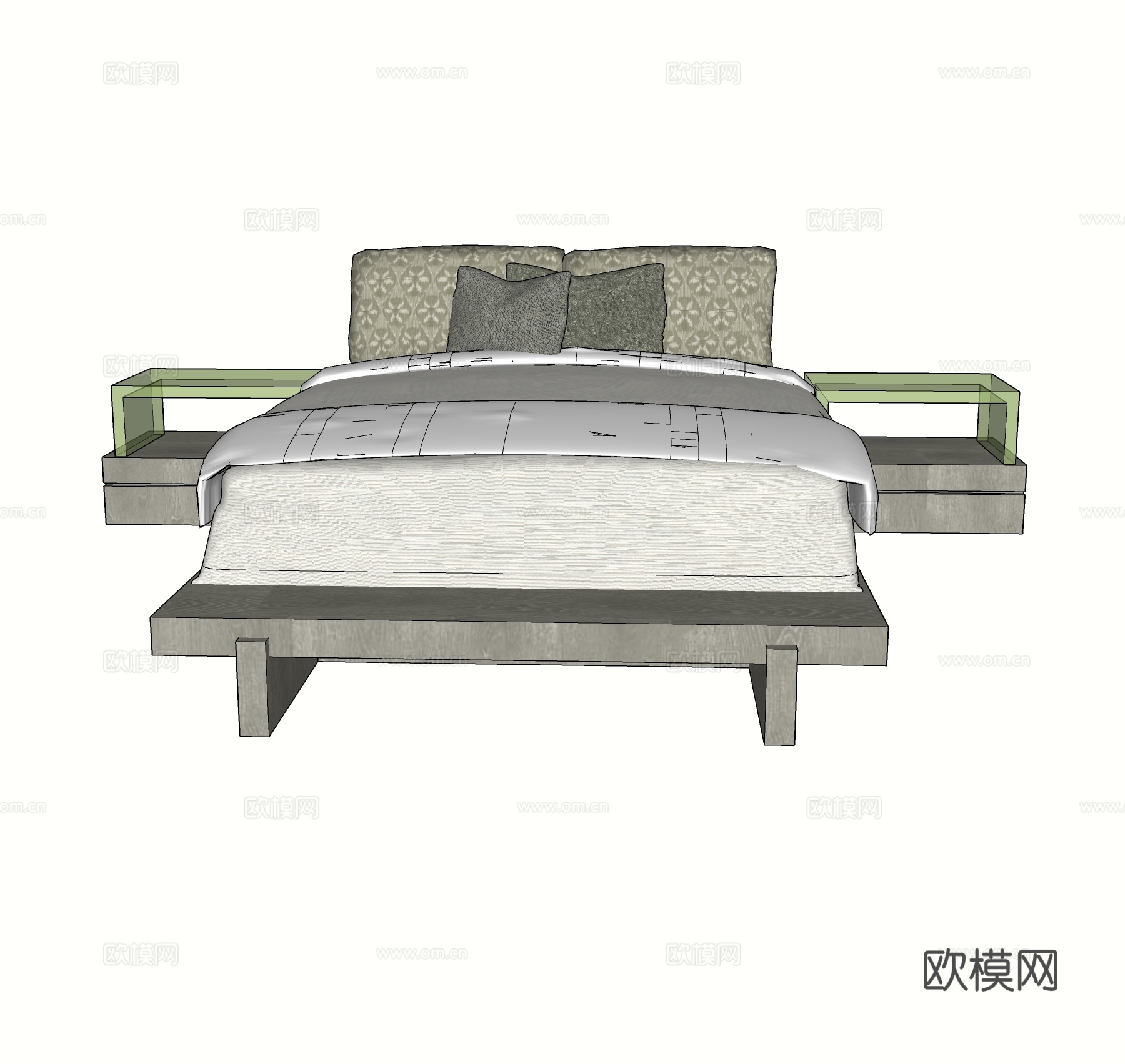 现代双人床免费su模型下载
