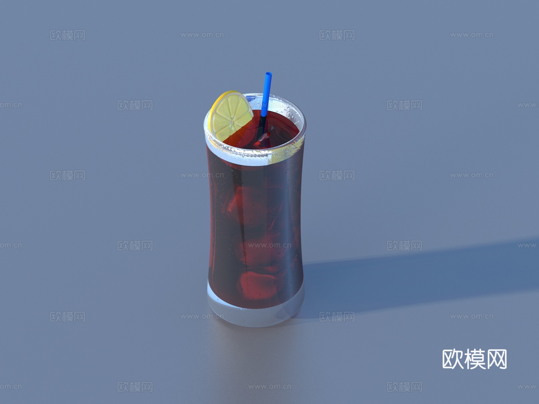 果汁饮料 玻璃杯 吸管3d模型