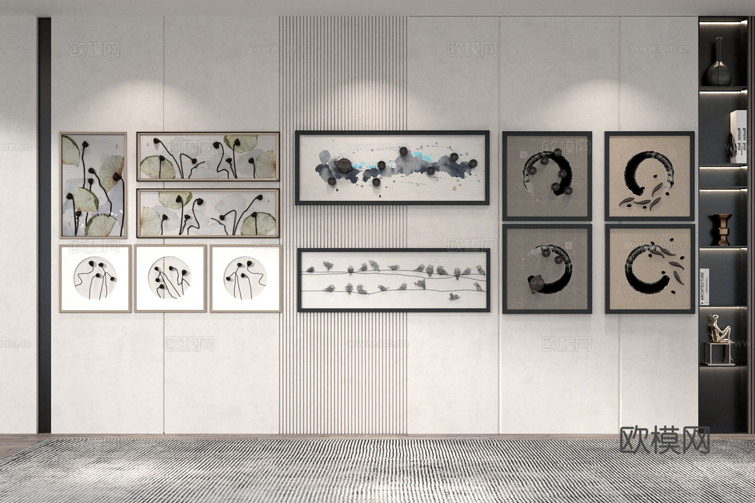 新中式墙面挂画艺术品组合3d模型