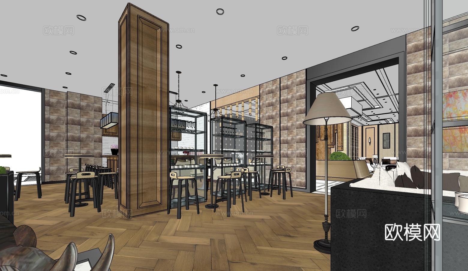 现代酒店大堂su模型下载