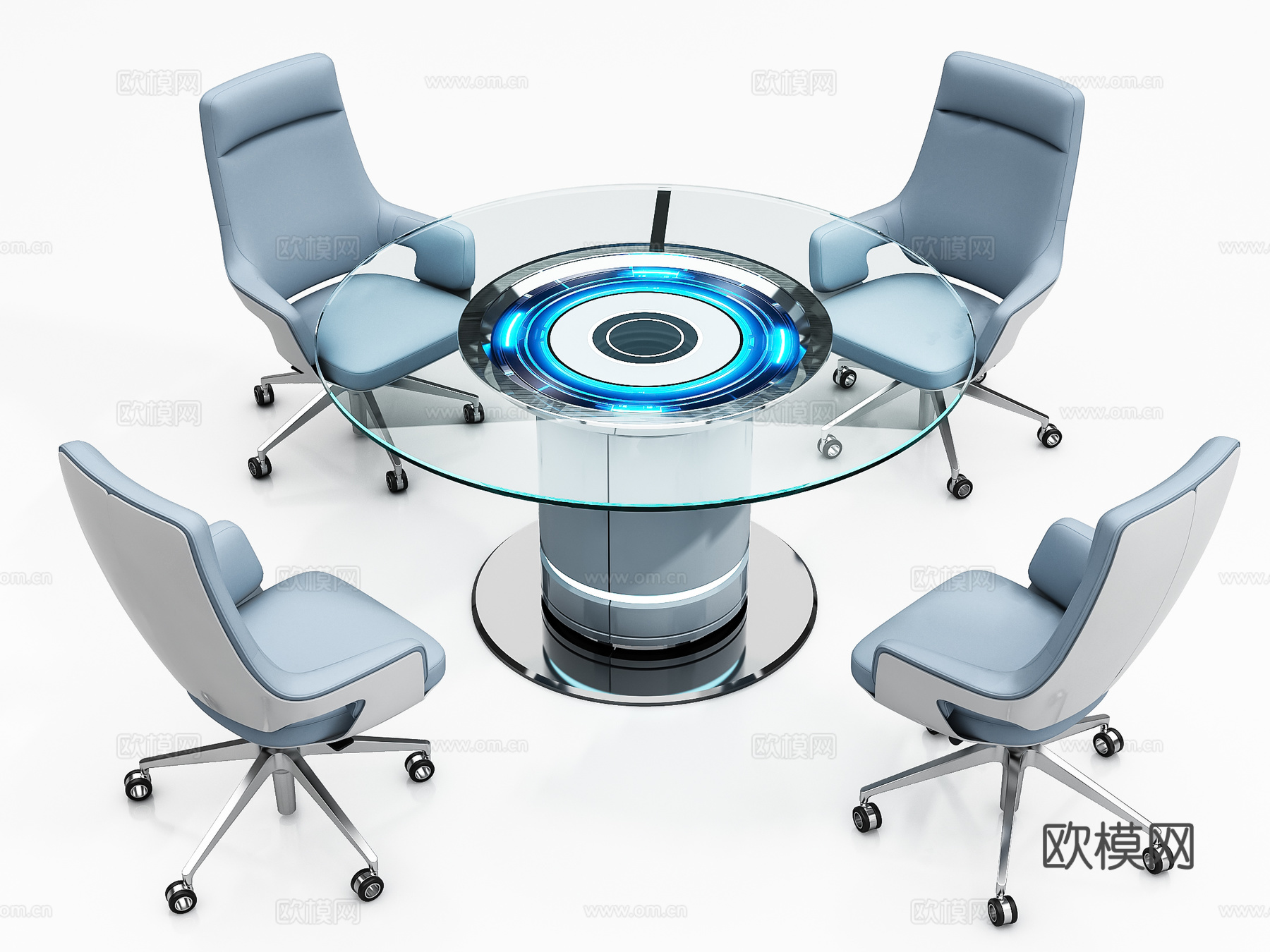 现代圆形会议桌洽谈桌3d模型