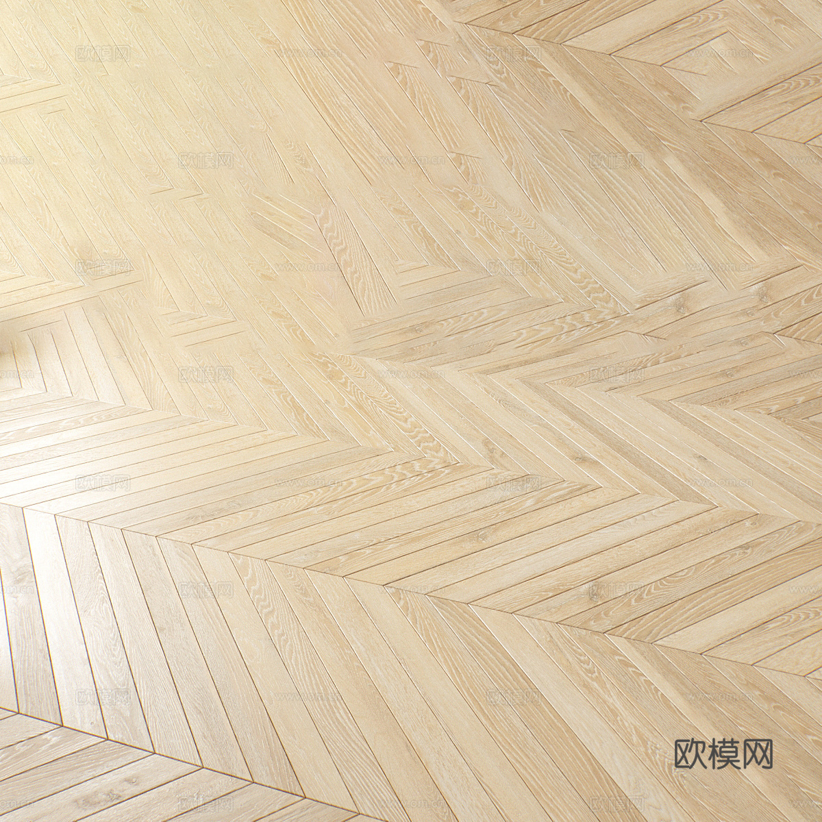 现代奶油风鱼骨拼木地板3d模型