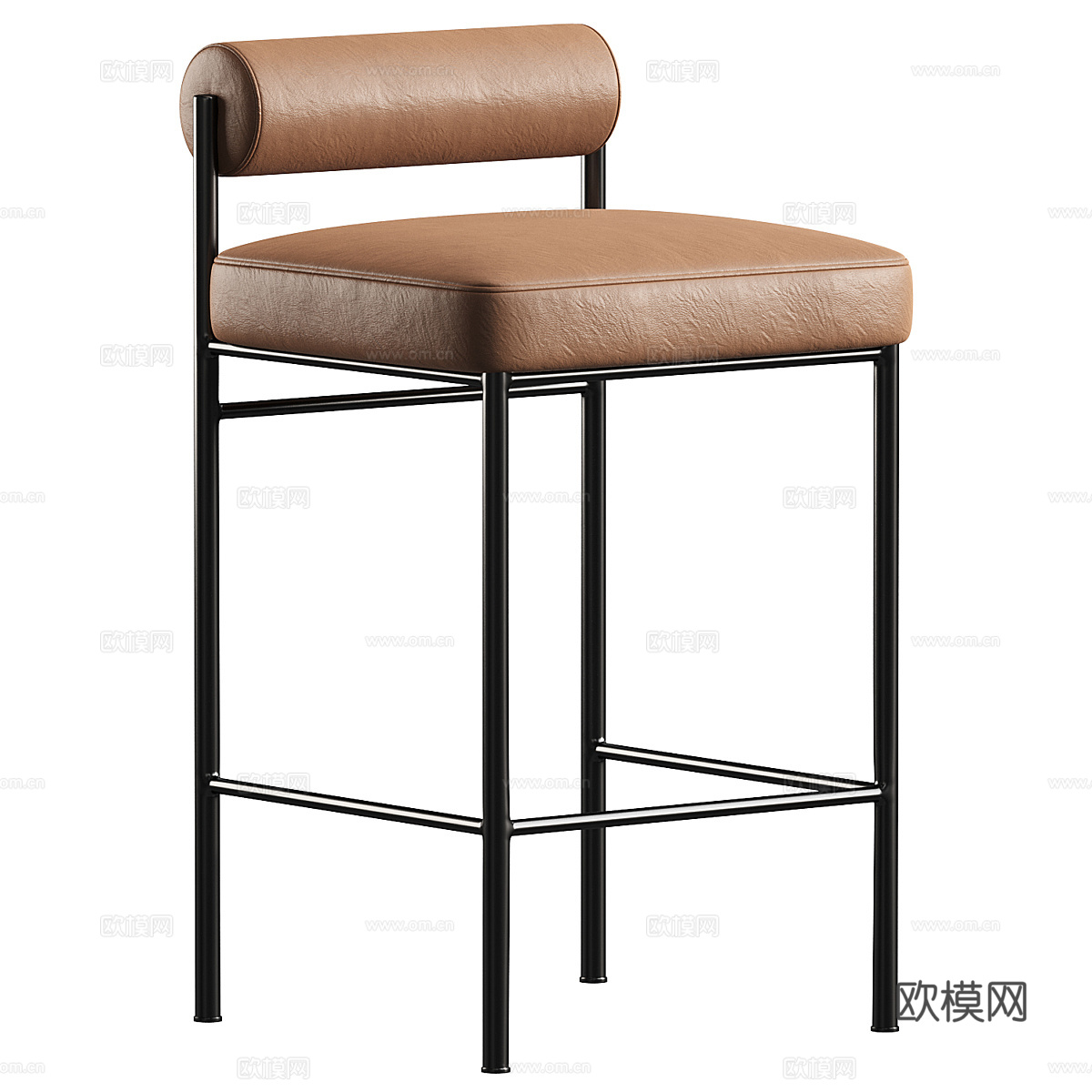 现代意式布艺皮革吧台椅3d模型