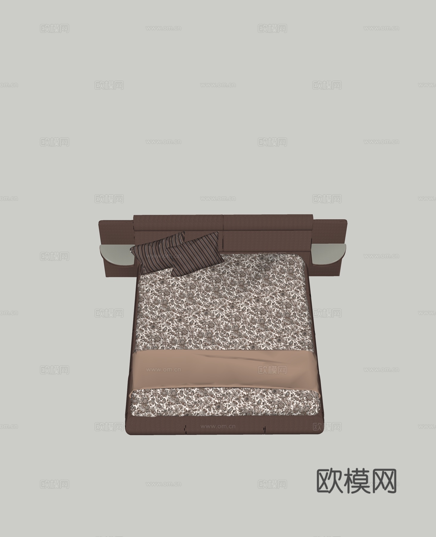 现代双人床免费su模型下载