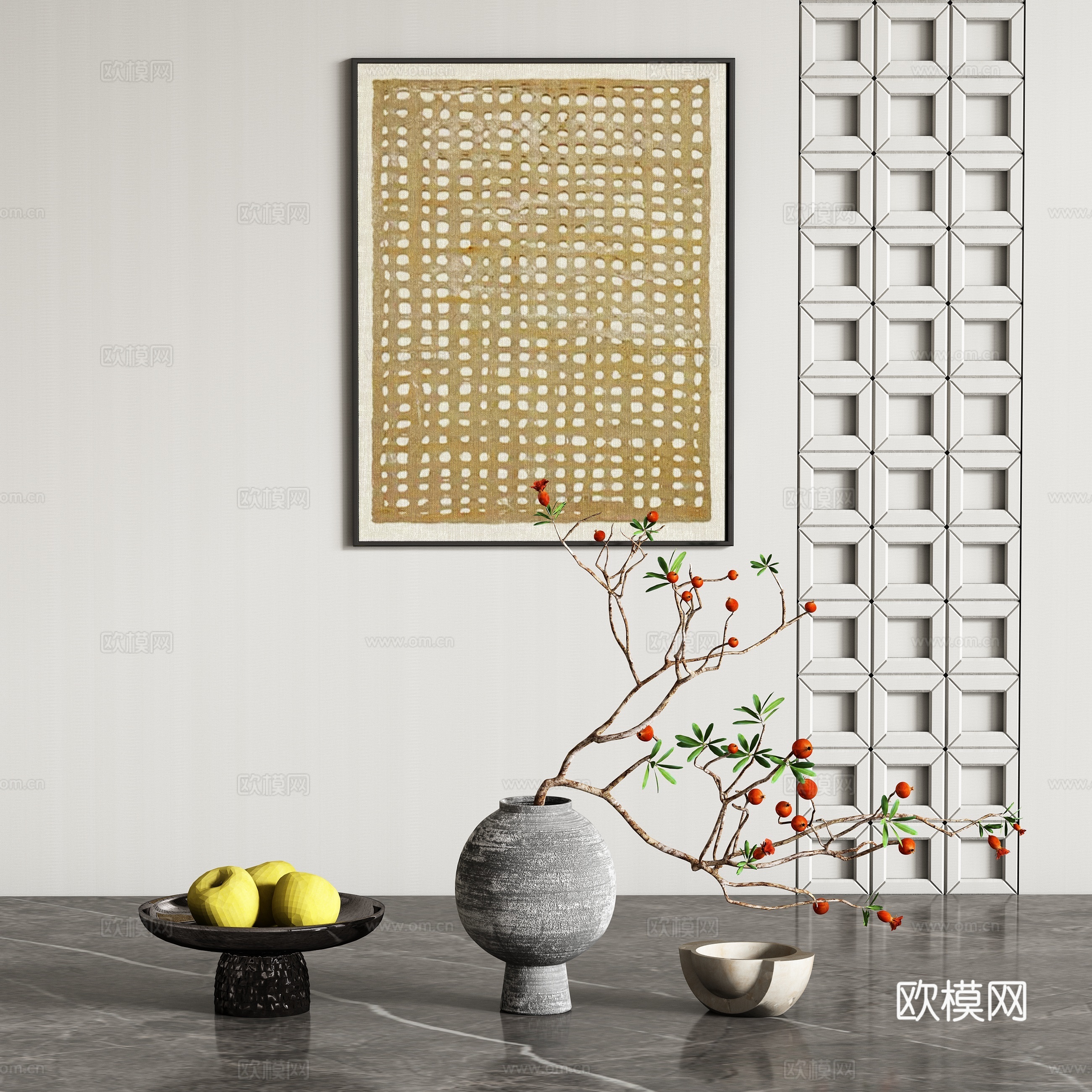 中古风饰品摆件组合su模型