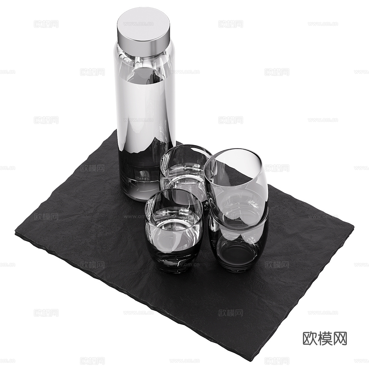 现代意式餐具 水瓶 水杯3d模型