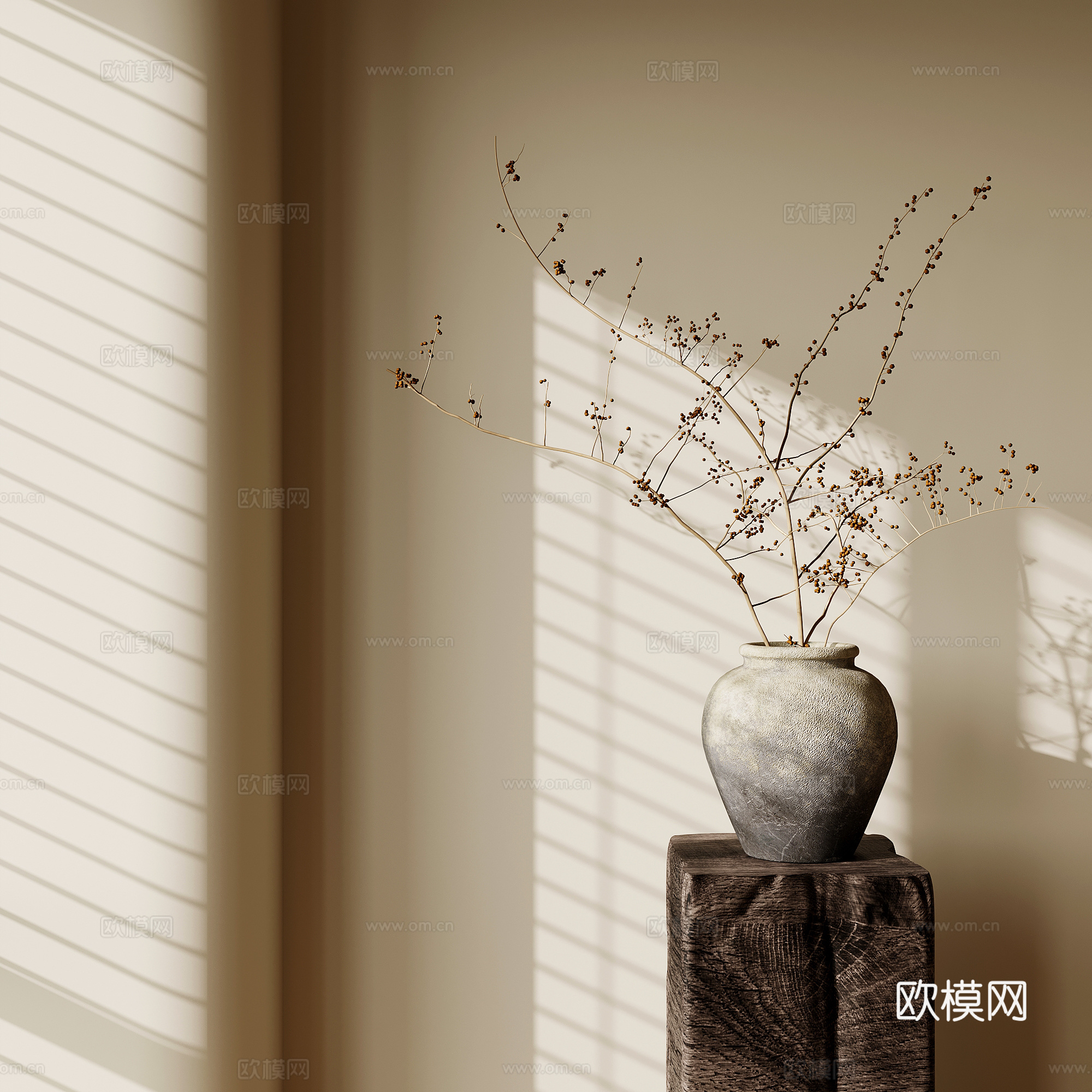 20花艺 中古风花瓶 花卉 花艺 绿植.bk3d模型