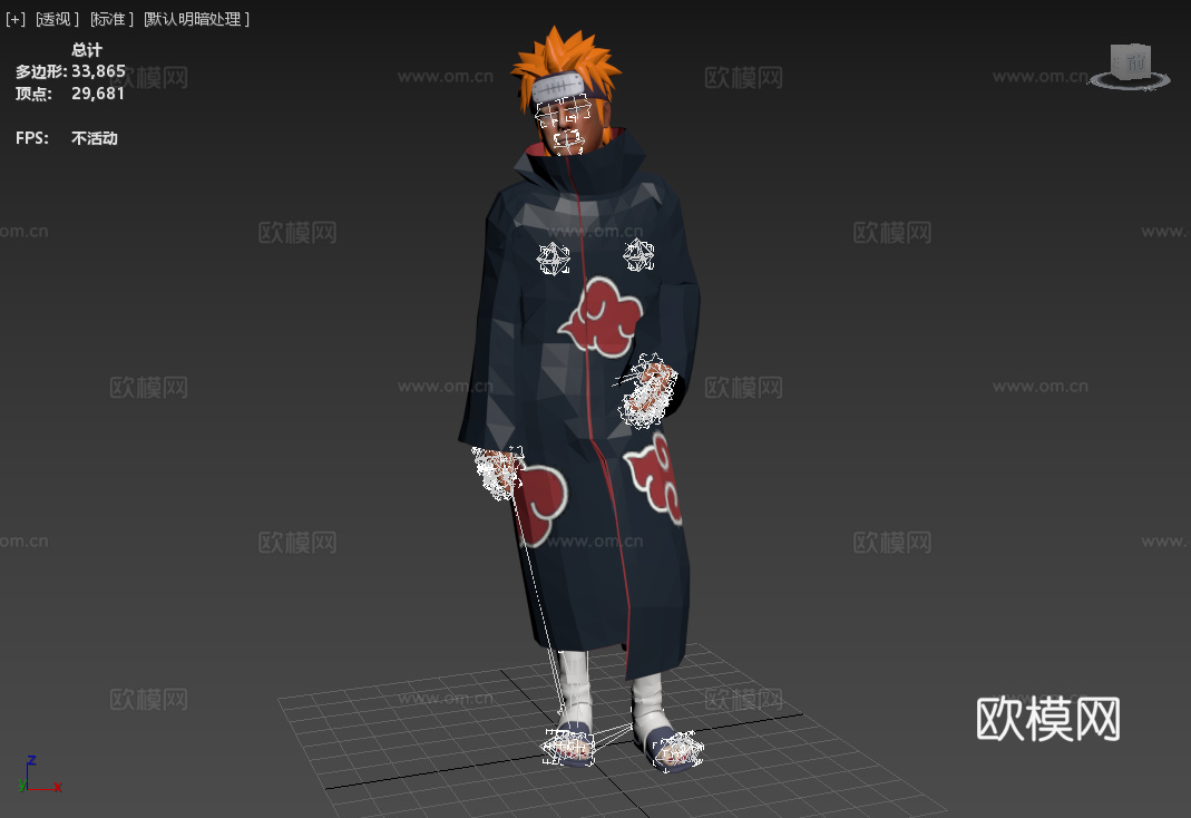 《火影忍者》川普版天道佩恩 搞笑人物 塌陷模型，特朗普3d模型