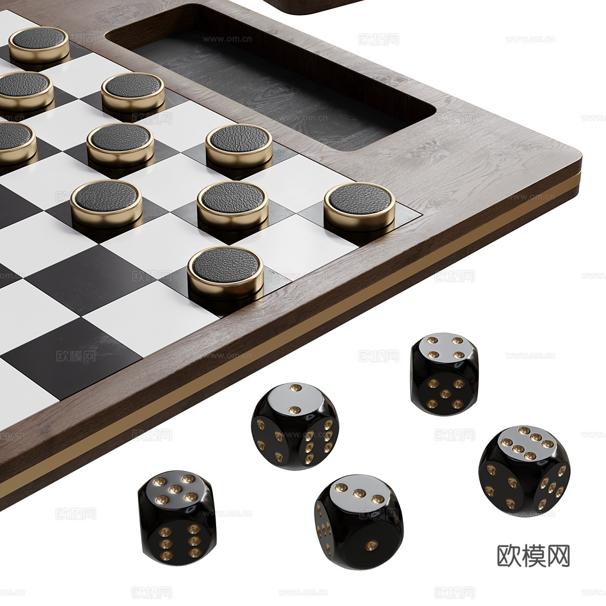 现代意式桌面棋盘游戏套装3d模型