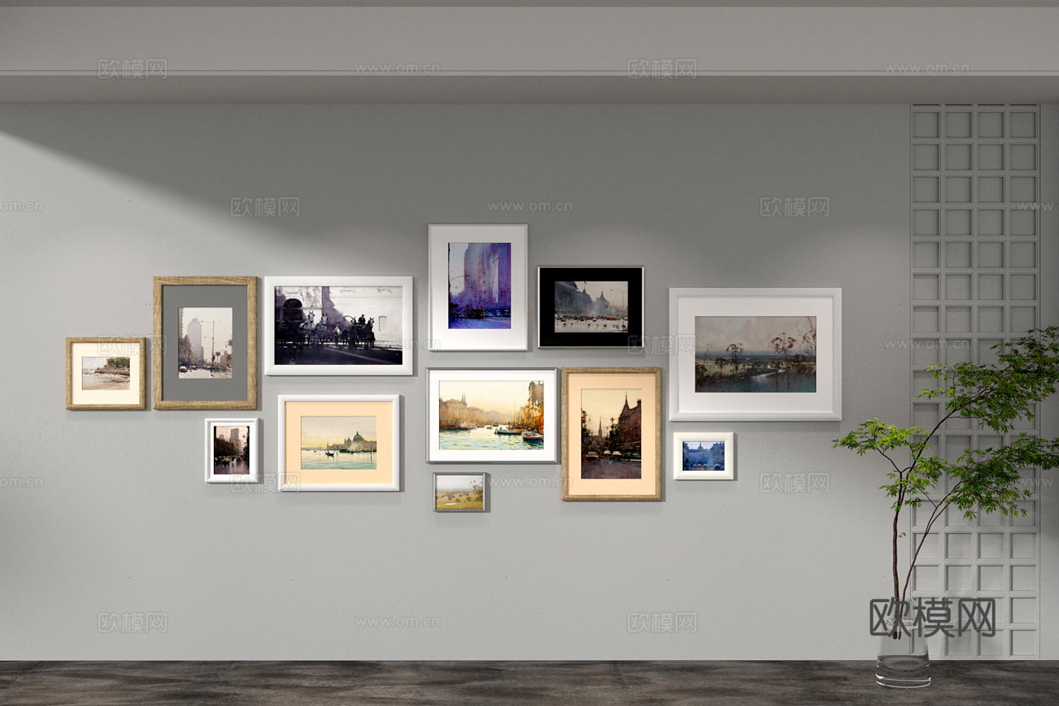 现代墙面挂画组合3d模型