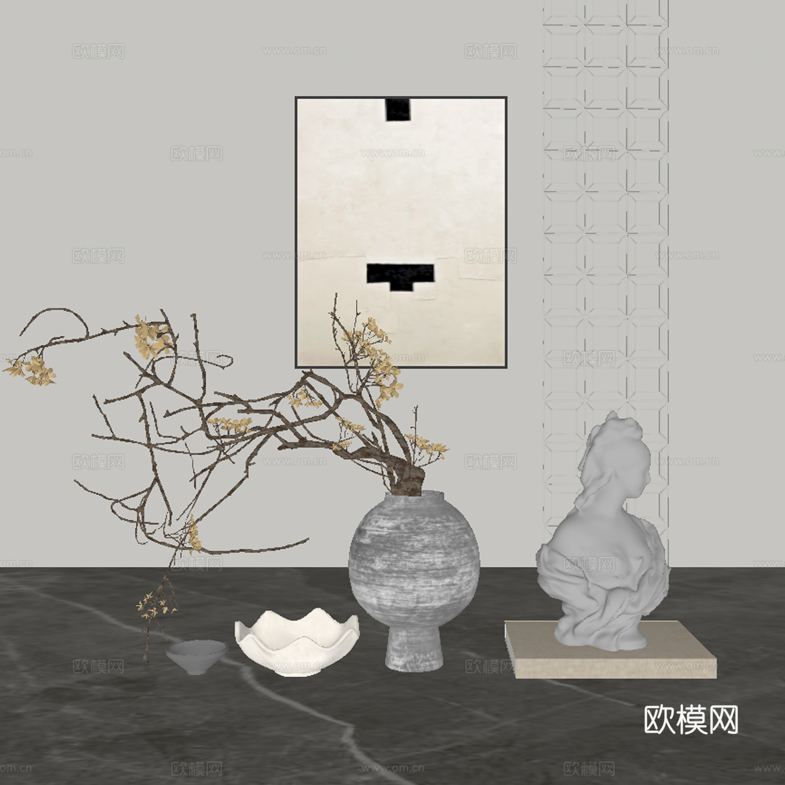 中古风饰品摆件组合su模型
