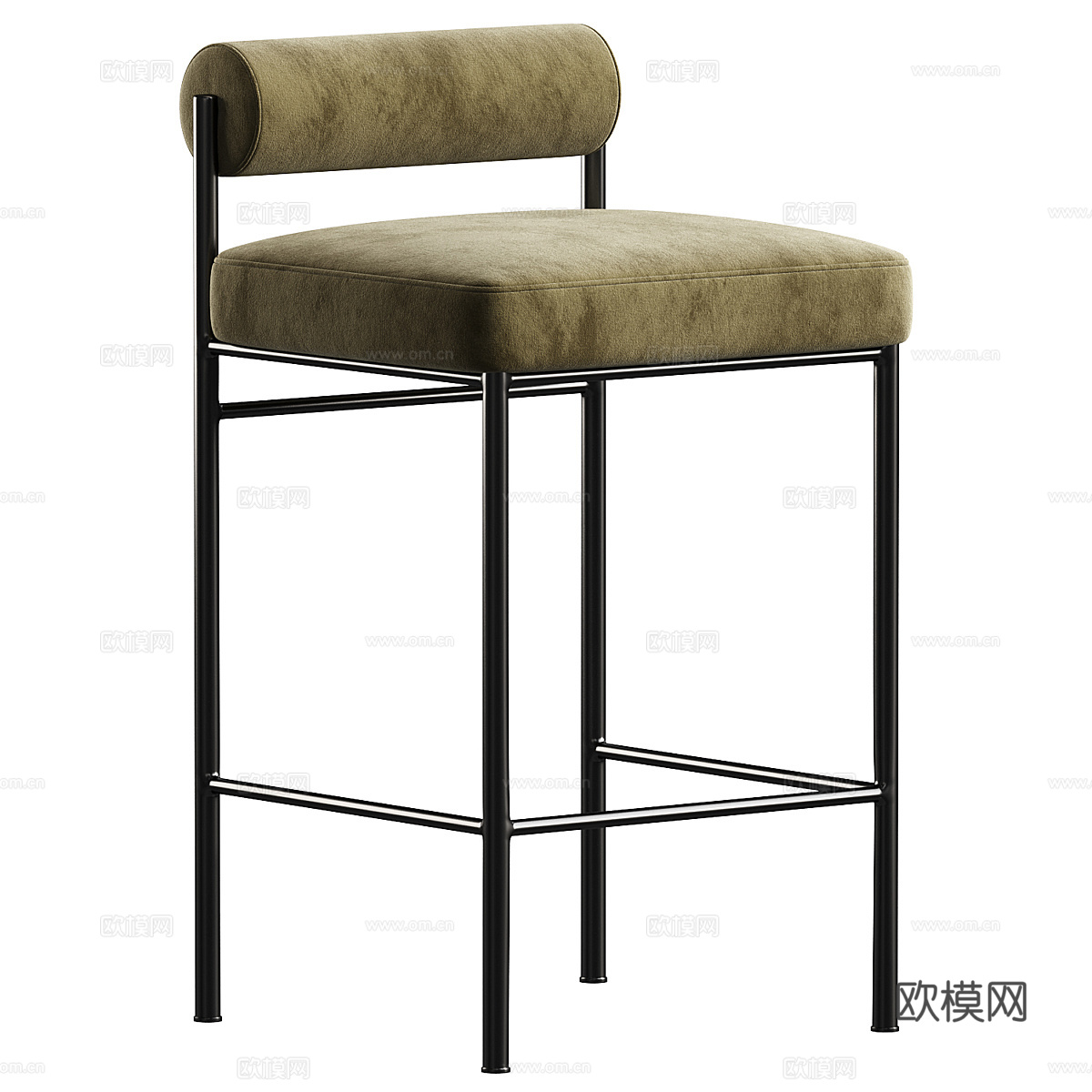 现代意式布艺皮革吧台椅3d模型