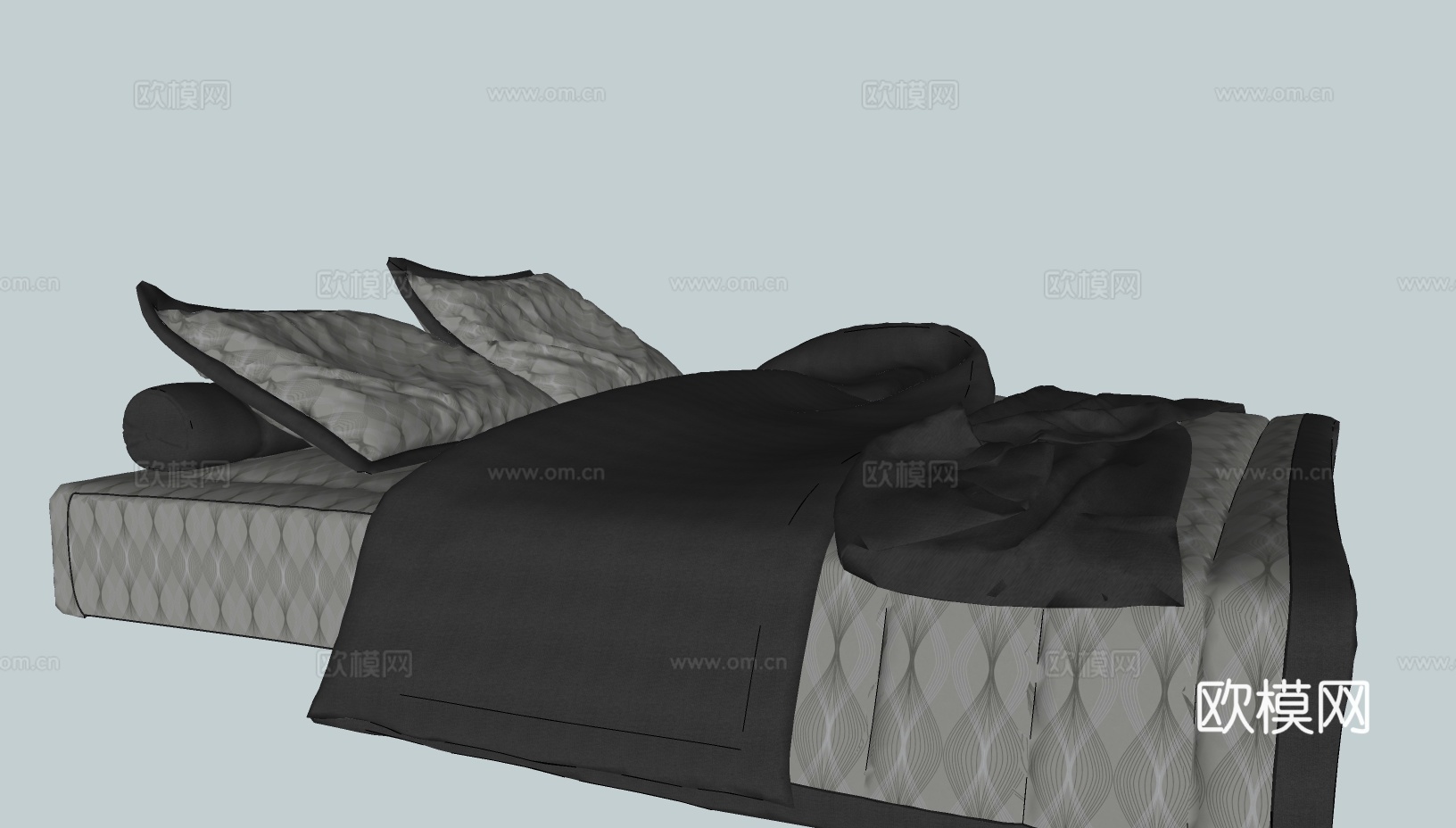 现代双人床su模型下载下载
