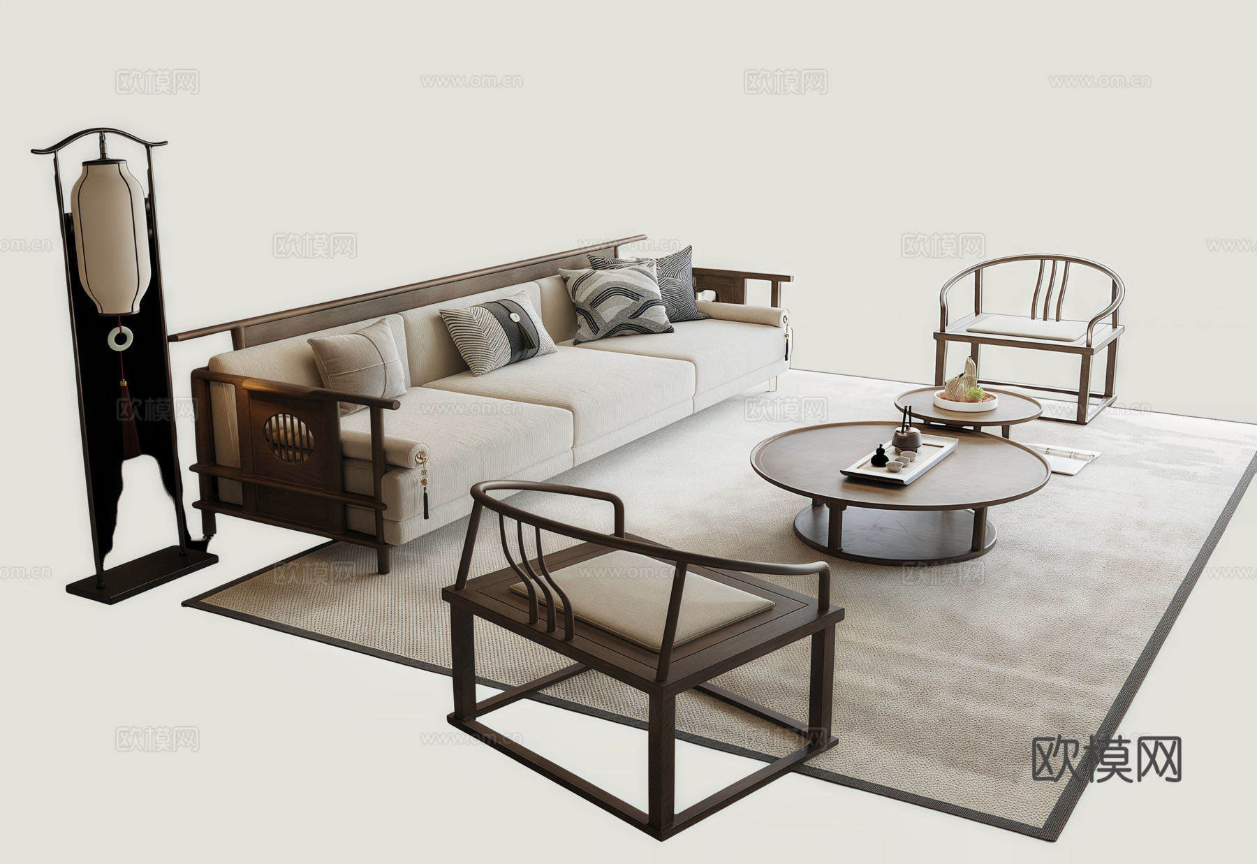 宋式沙发茶几组合3d模型