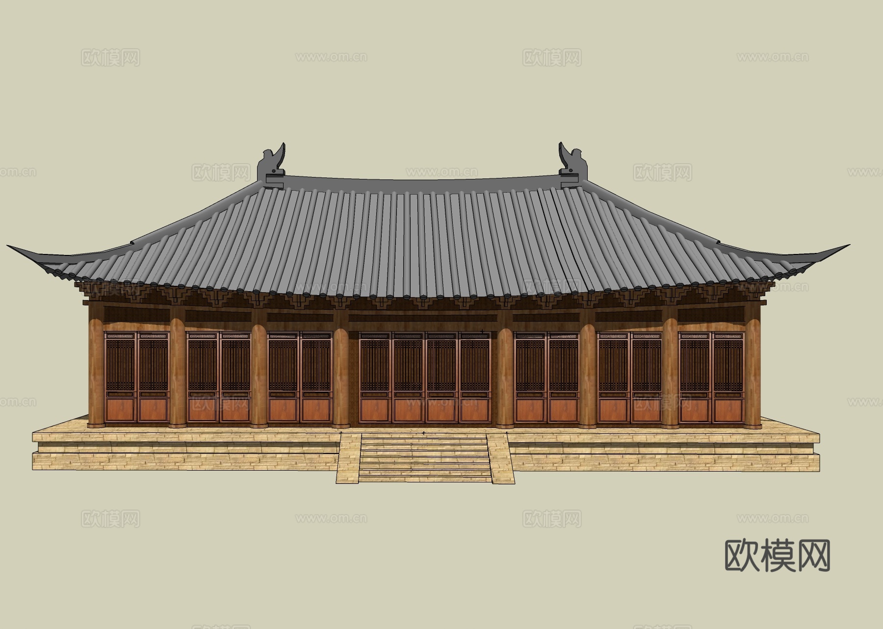 中式房屋建筑su模型下载