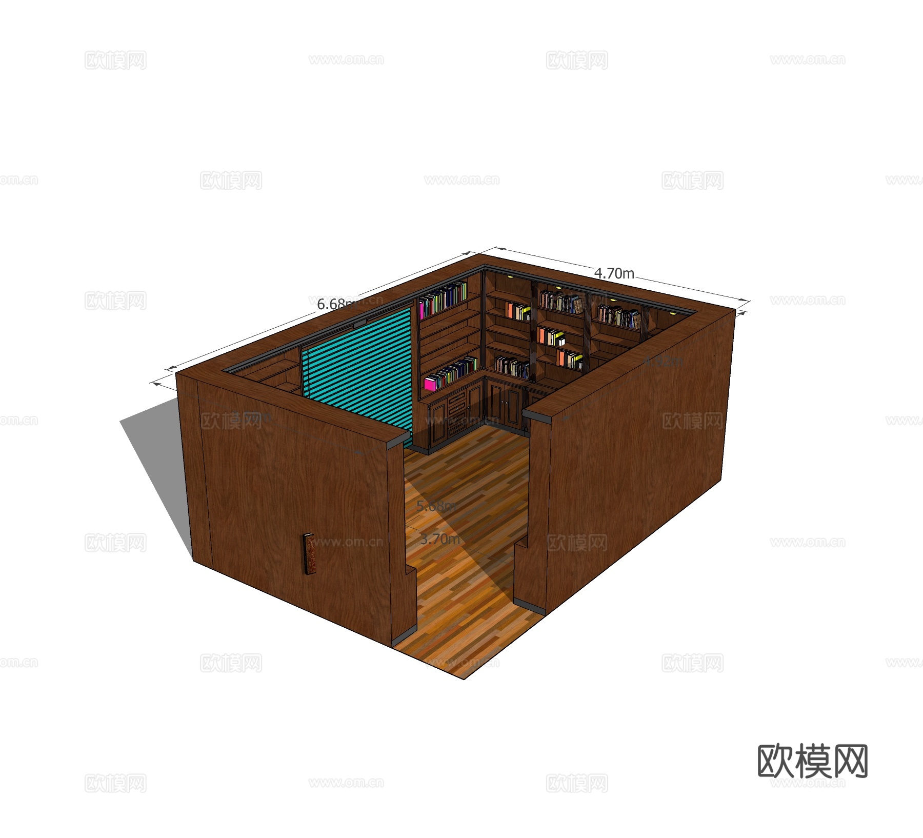 现代书柜免费su模型下载