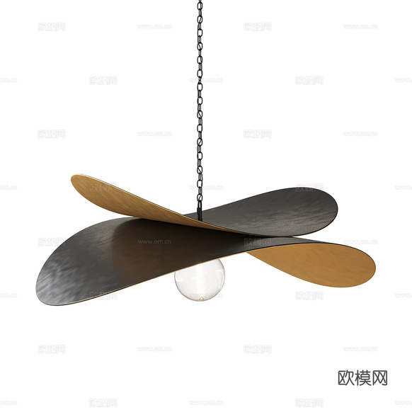 新中式輕奢金屬裝飾吊燈3d模型下載(渲染圖3)