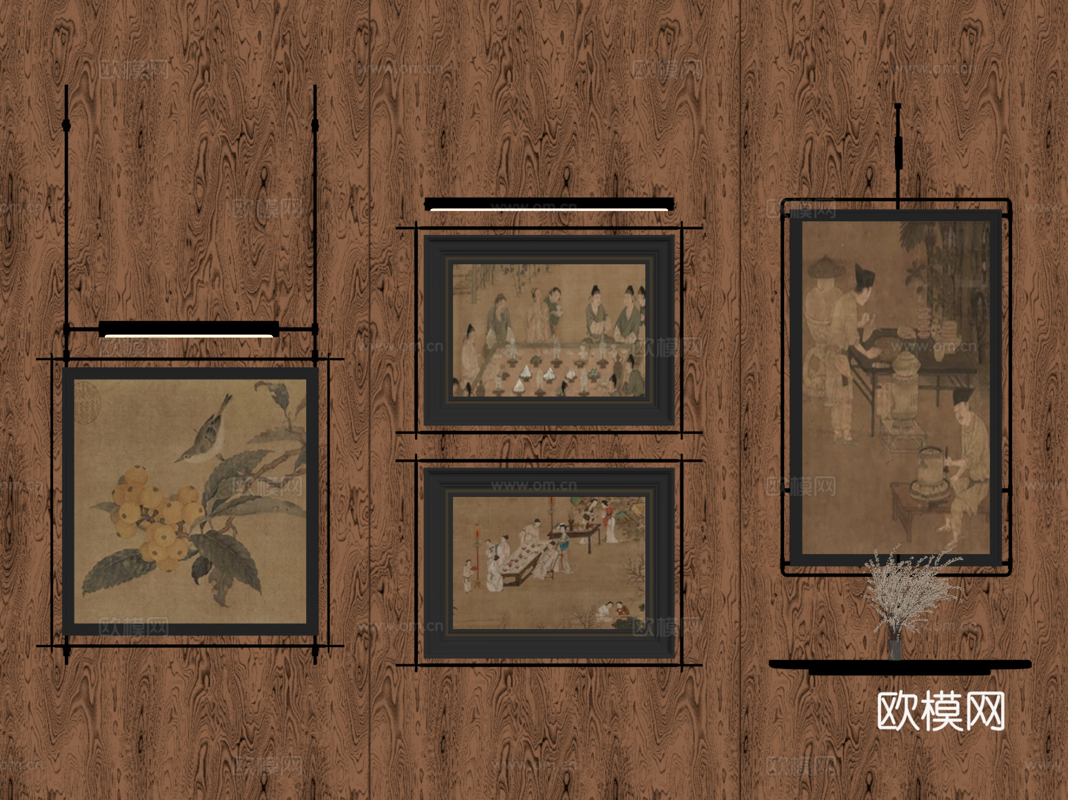 024中古风挂画 装饰画 艺术画su模型