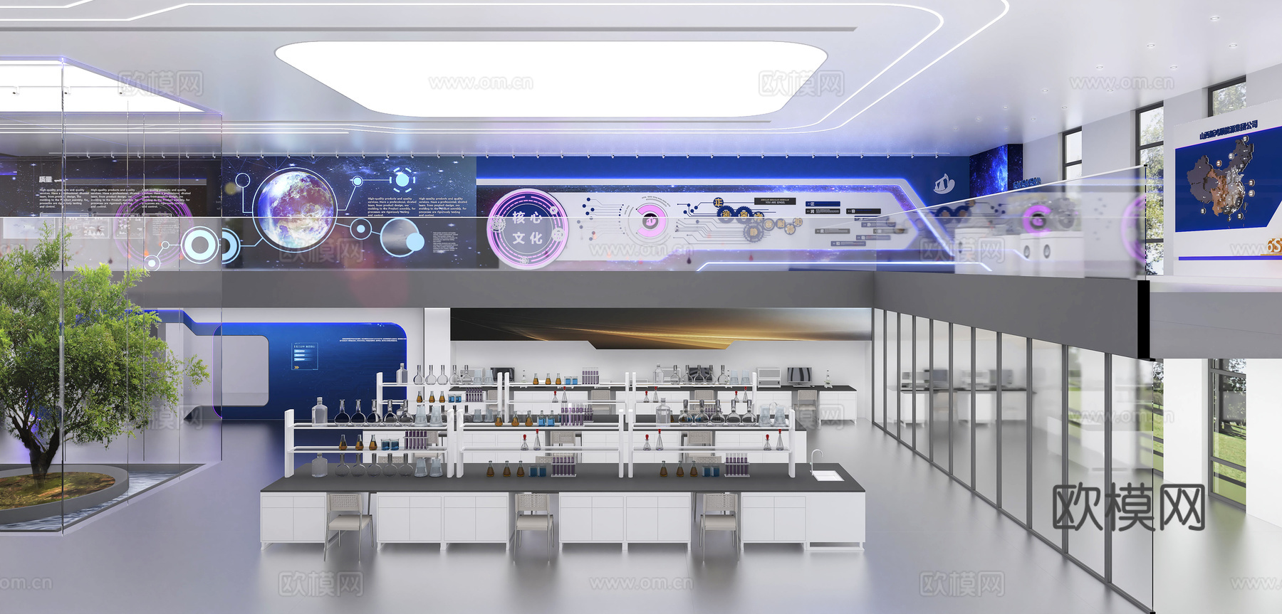 现代办公展厅3d模型下载（渲染图2）