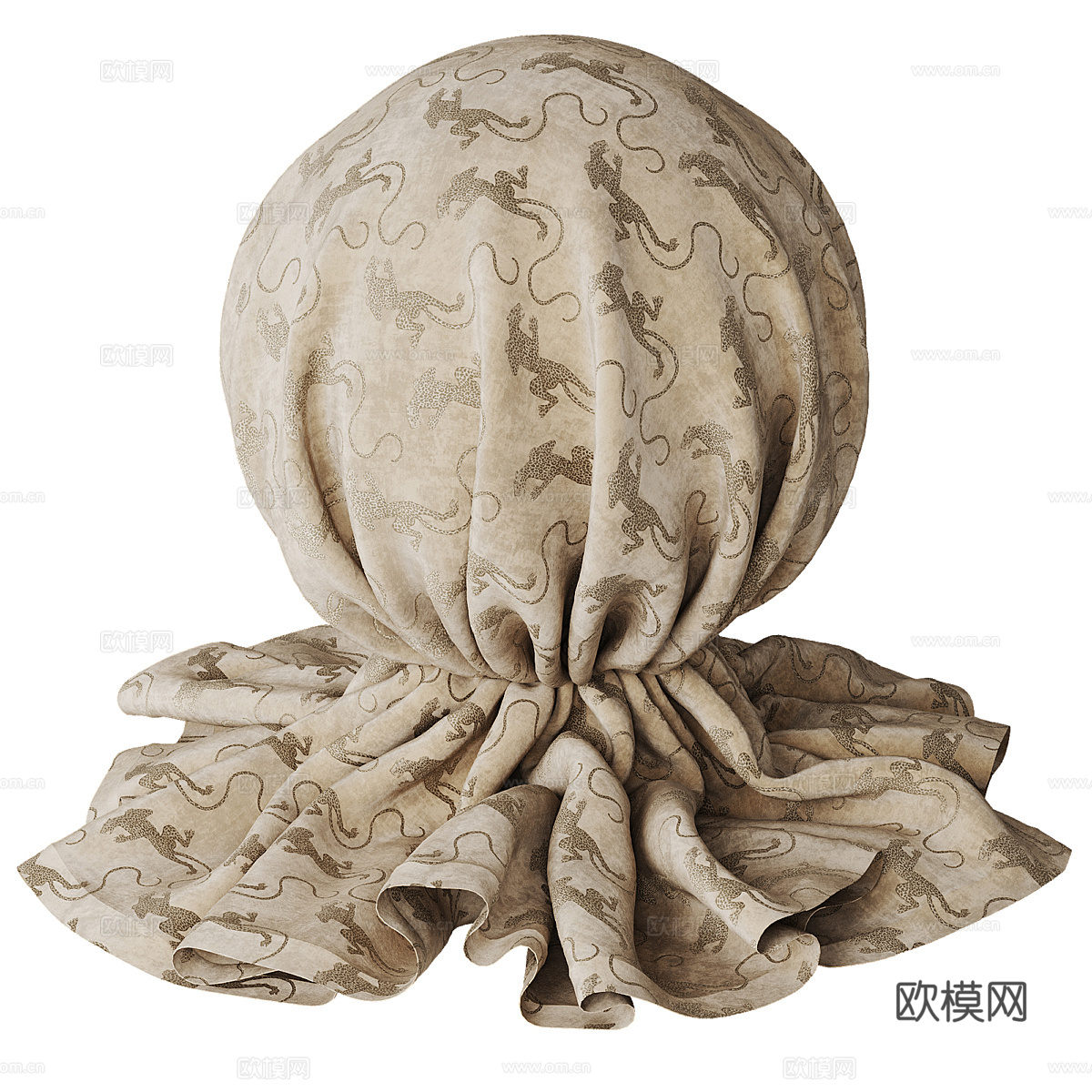 新中式轻奢灯芯绒 丝绒 刺绣布料3d模型