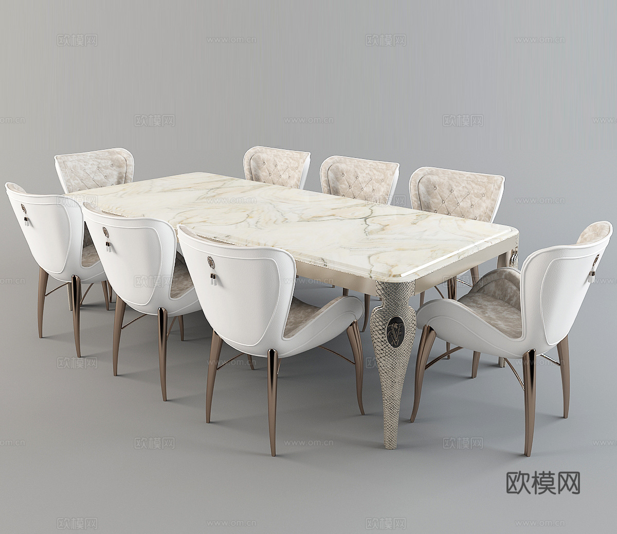 现代轻奢休闲桌椅  餐桌椅组合  洽谈桌椅3d模型