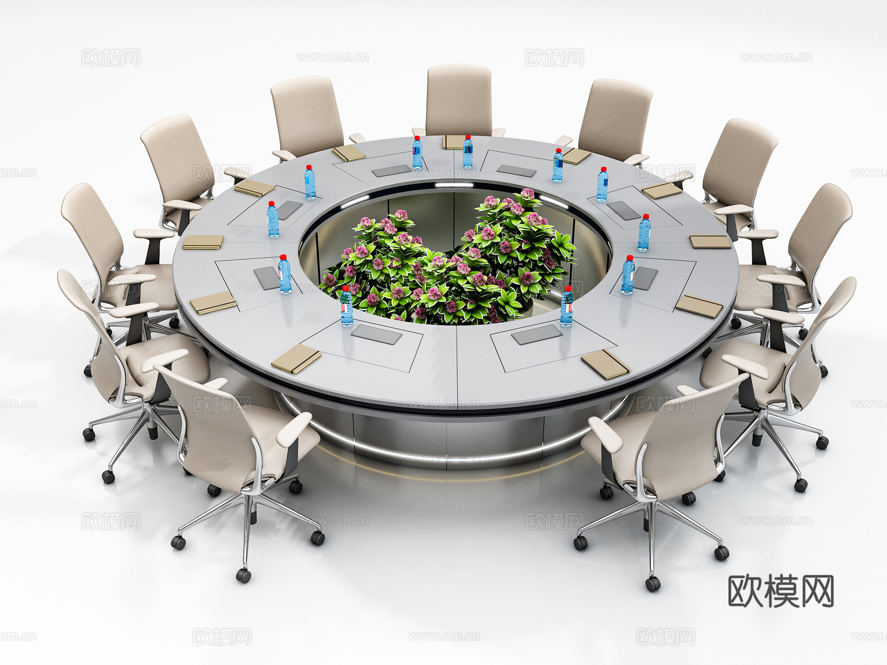 现代圆形会议桌3d模型