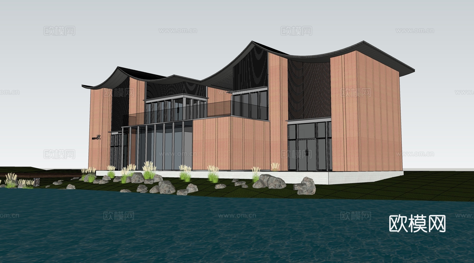 现代小公建 商店建筑 咖啡厅建筑 驿站建筑su模型