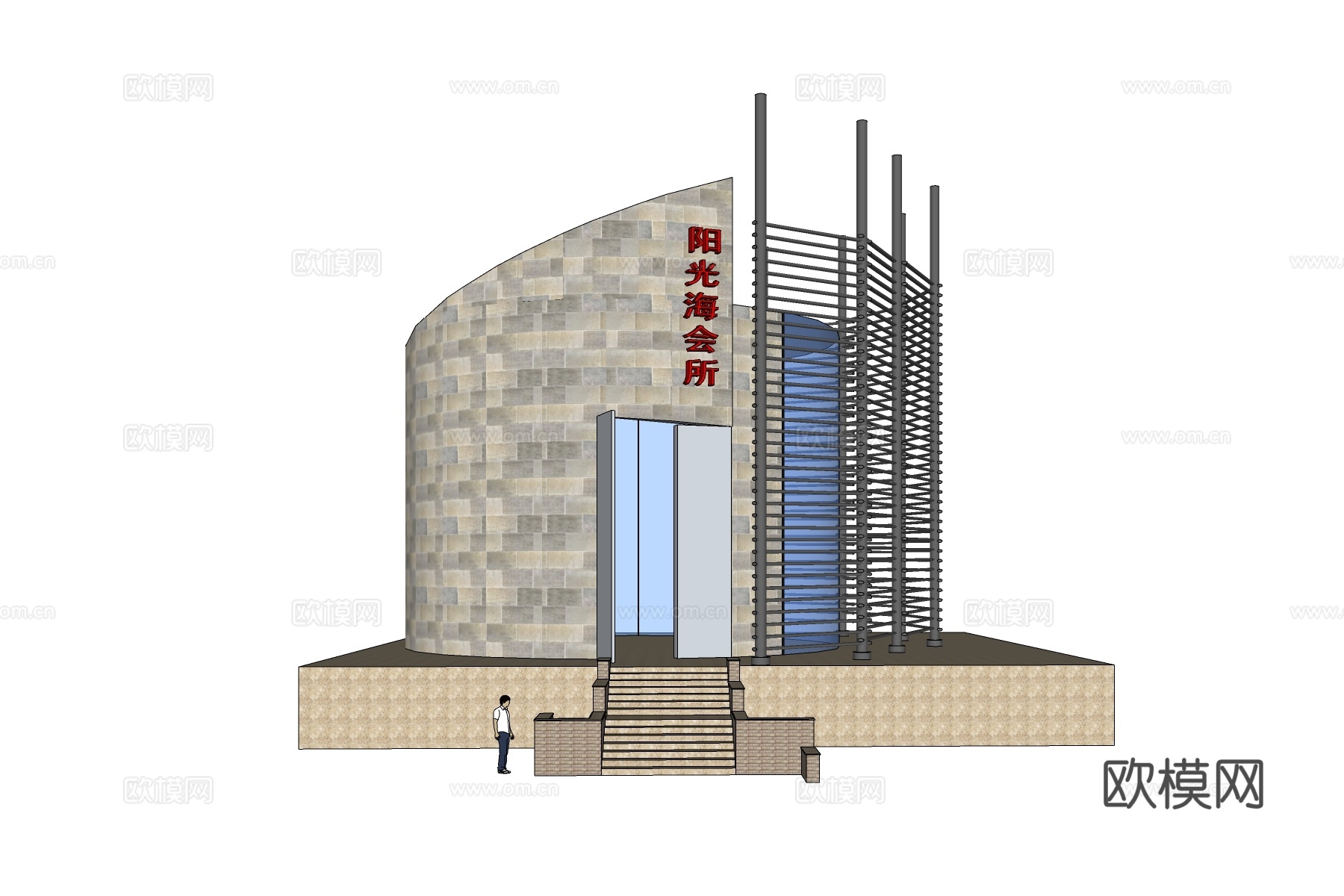 现代会所建筑免费su模型下载