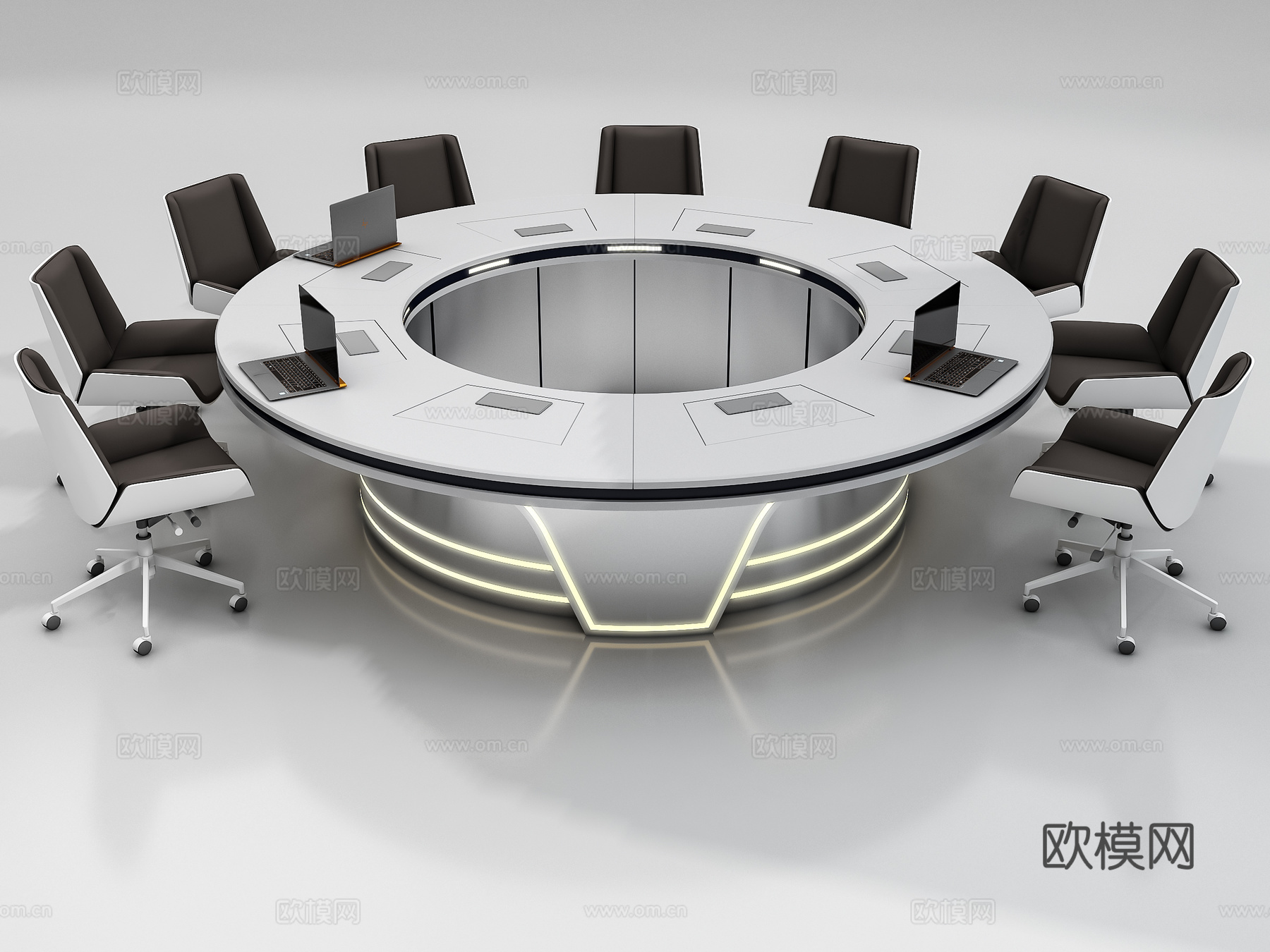 现代圆形会议桌3d模型