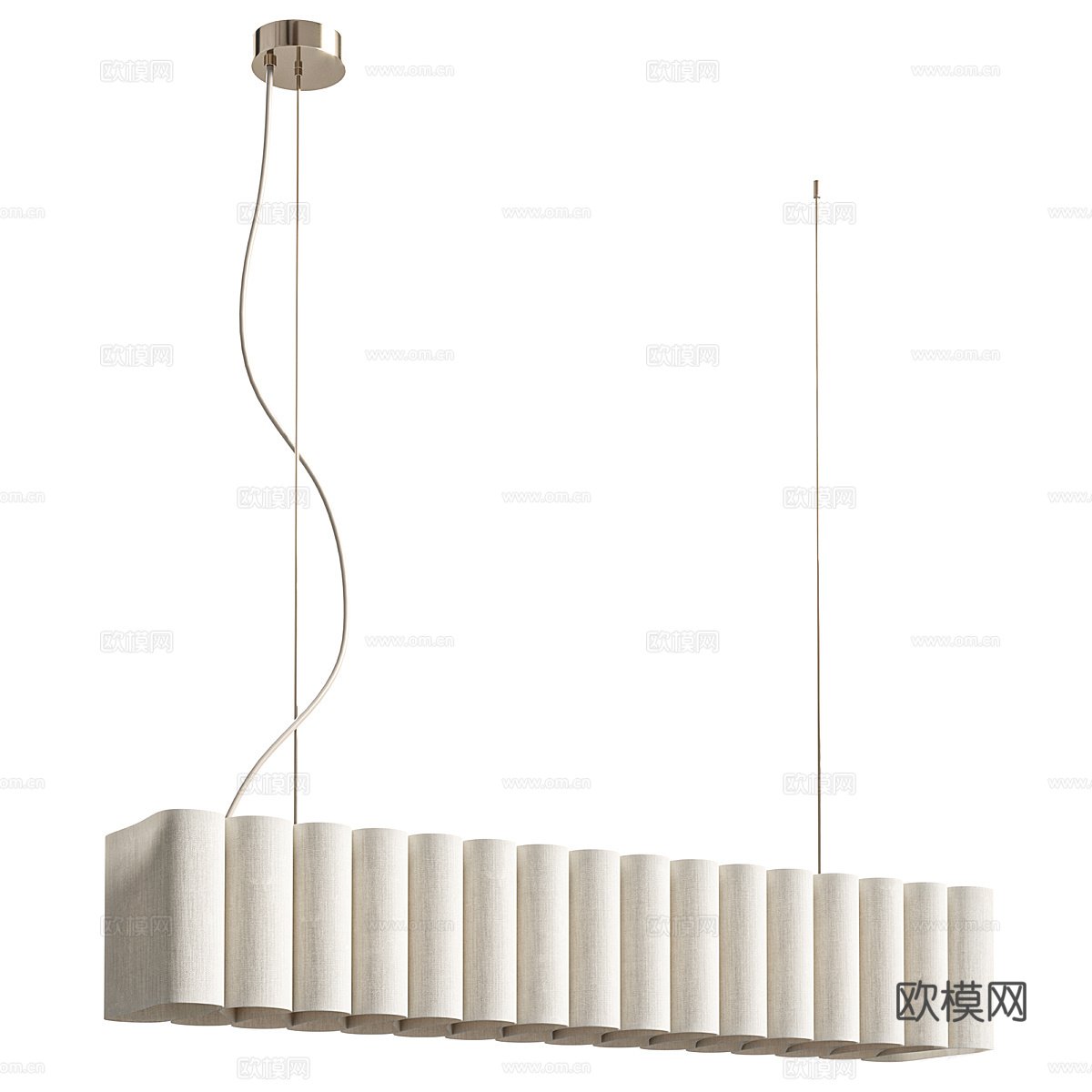 现代意式长条纸质装饰吊灯3d模型