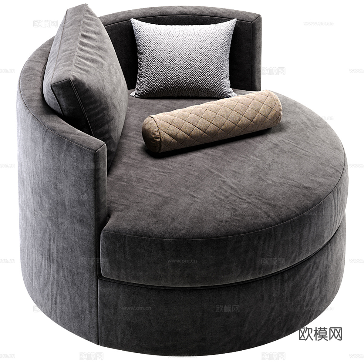 现代意式圆形布艺沙发椅3d模型