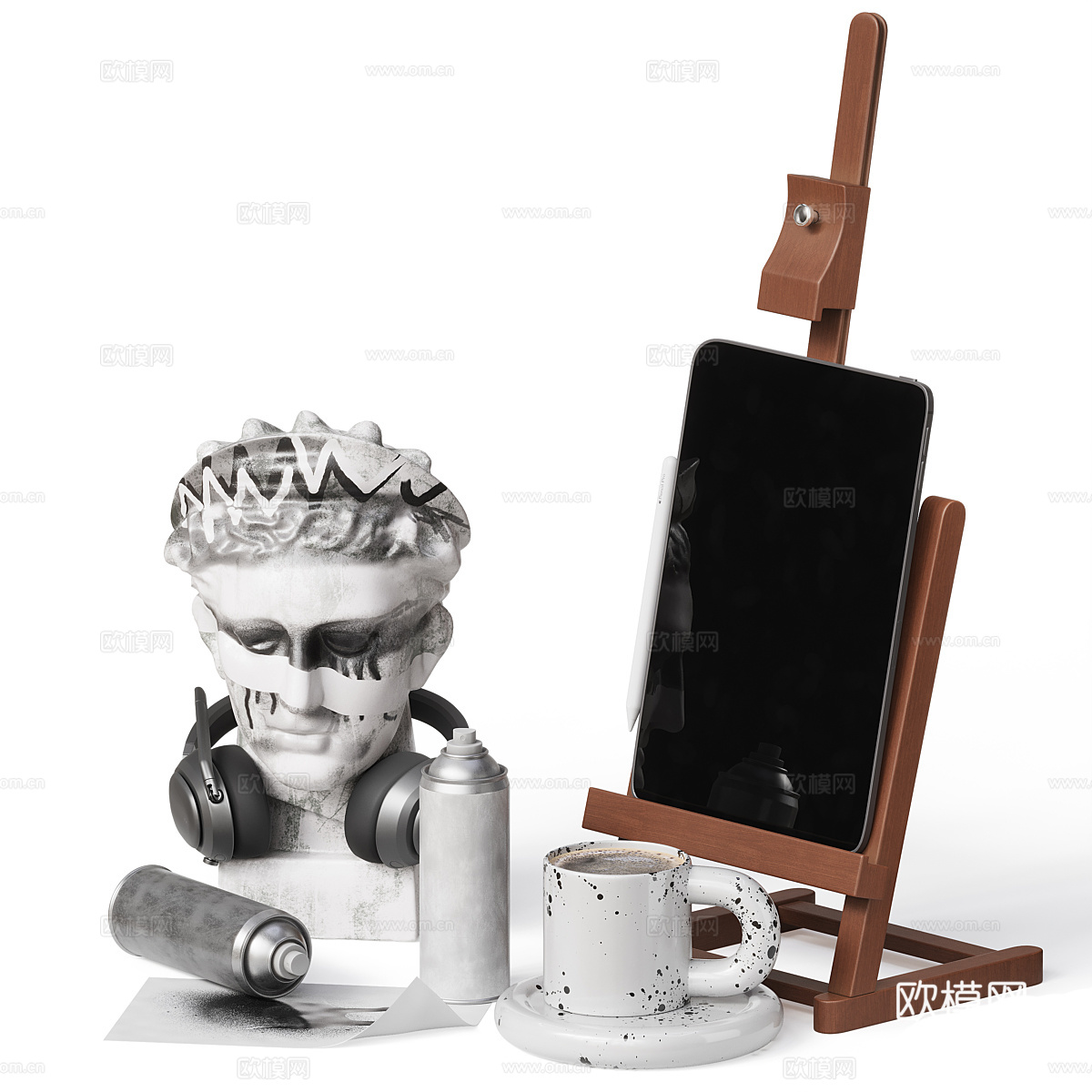 现代意式艺术饰品摆件组合3d模型