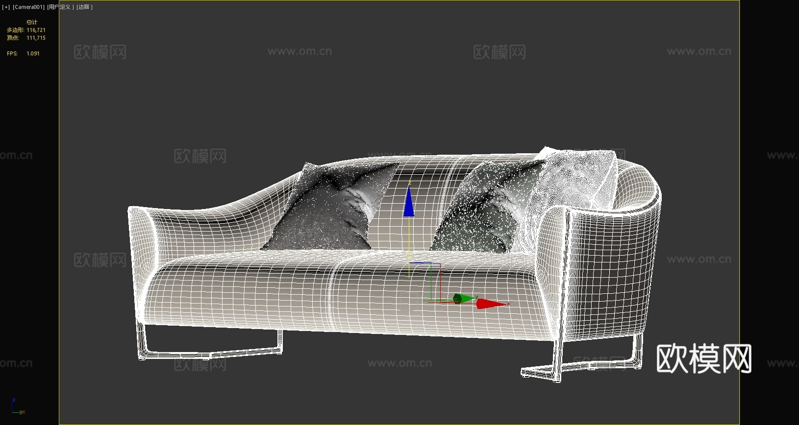 新中式双人沙发客厅沙发多人沙发3d模型