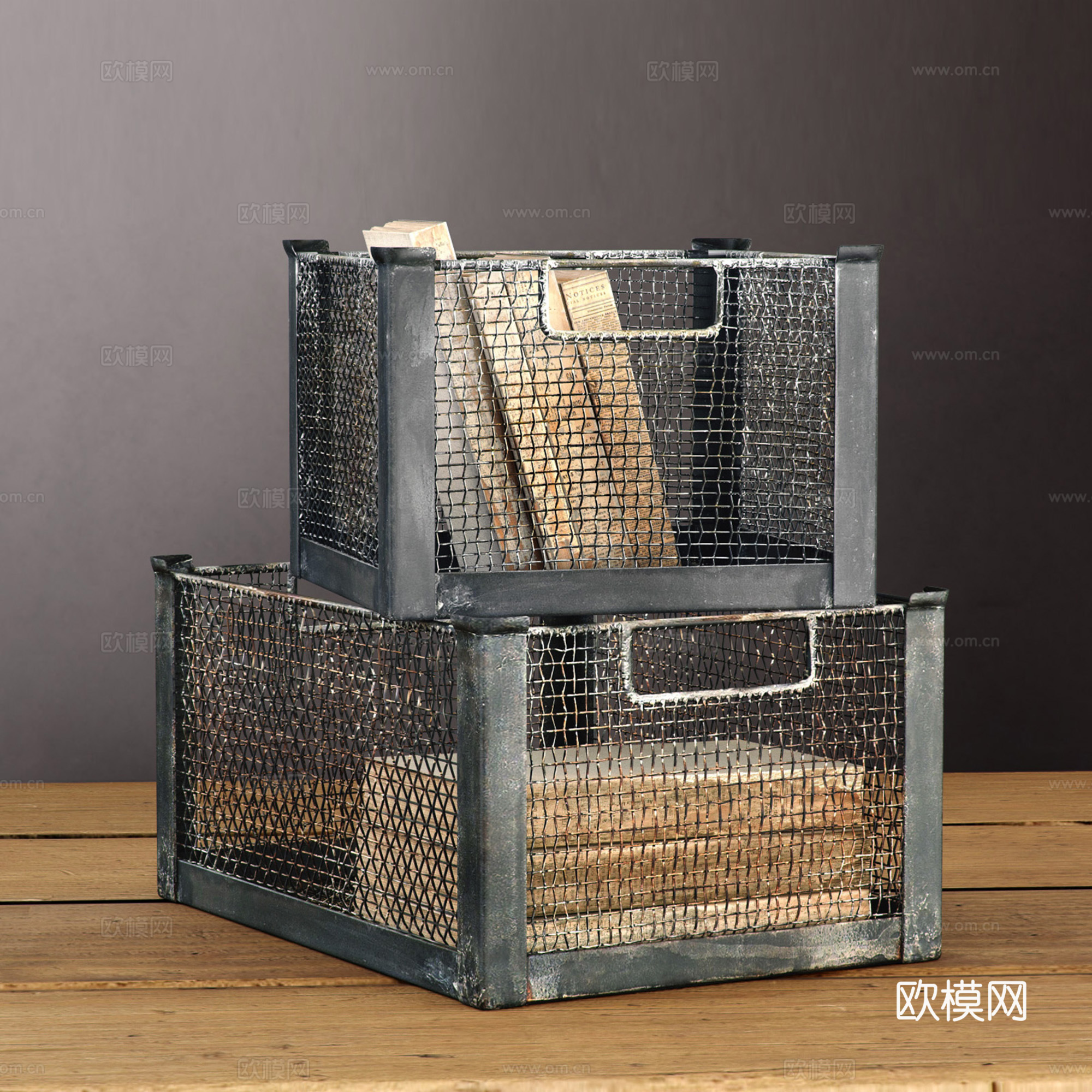 工业风饰品摆件  收纳框  旧书3d模型