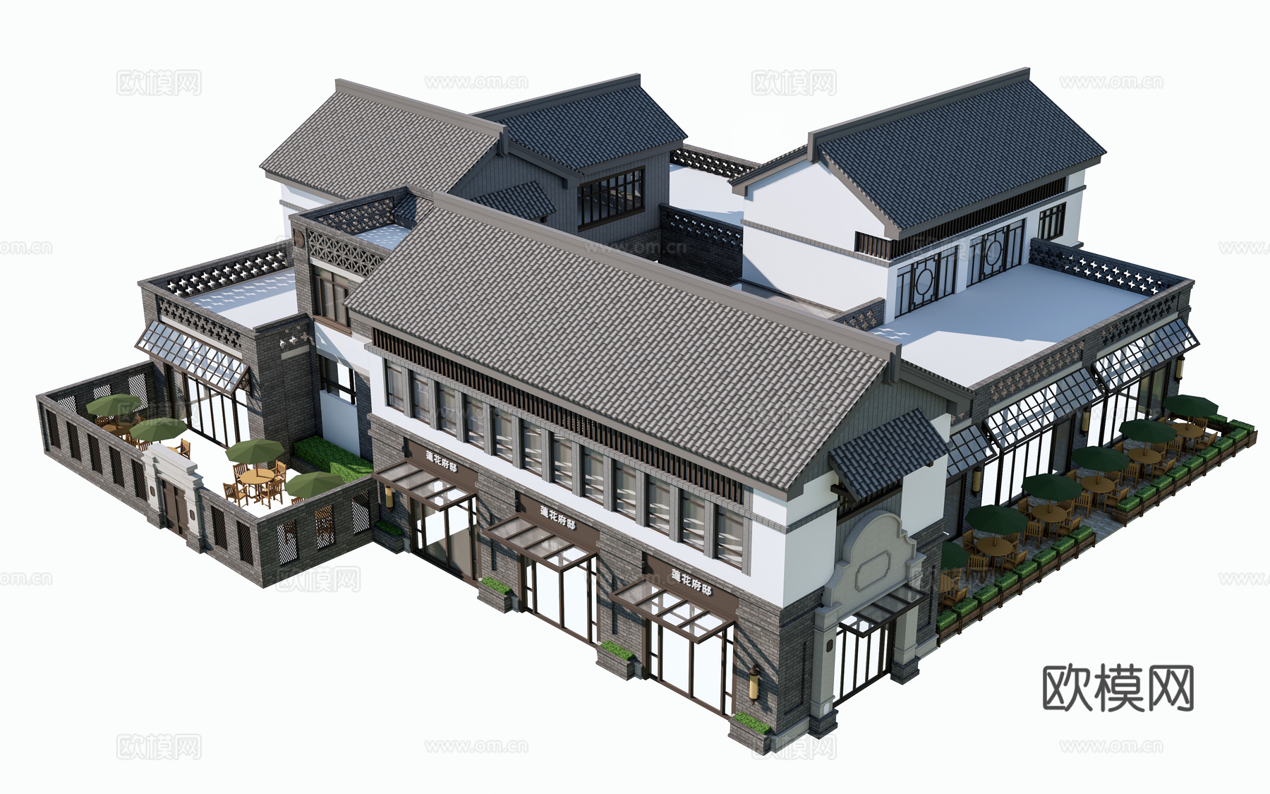 现代商业街建筑 商铺建筑 沿街商铺 商店建筑su模型