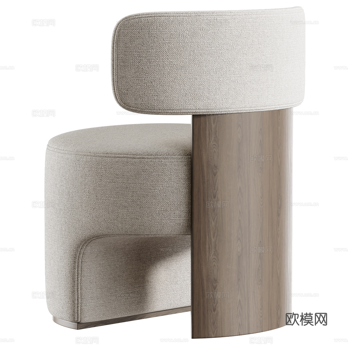 新中式布艺木质扶手椅3d模型