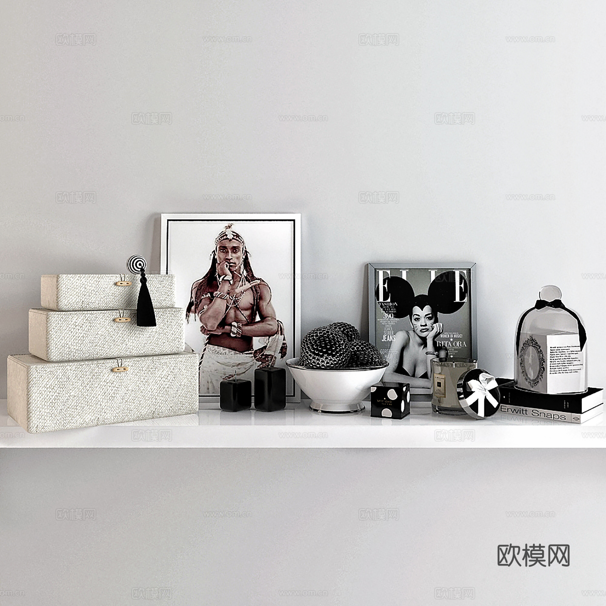 现代饰品摆件 摆件组合  盒子相片3d模型