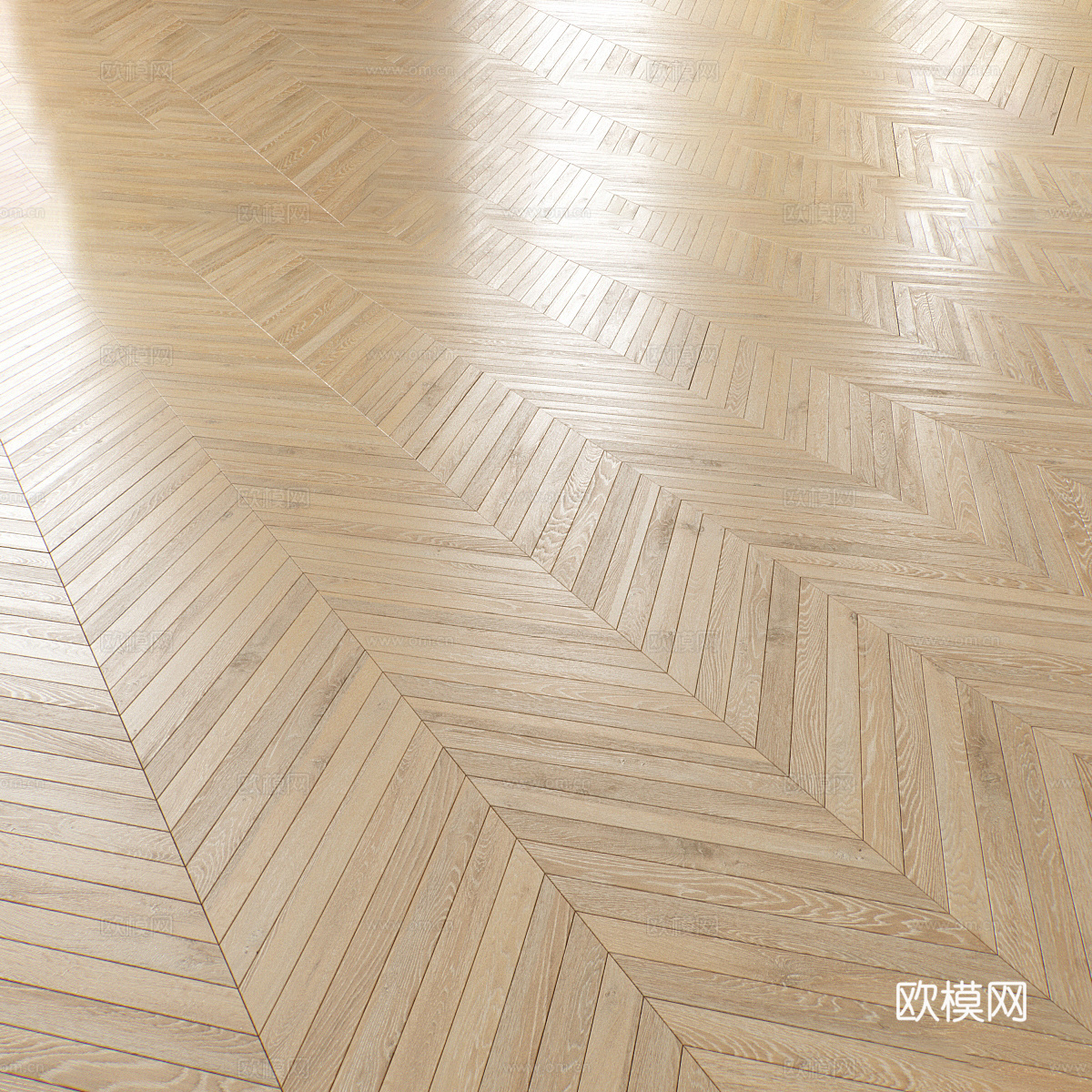现代奶油风鱼骨拼木地板3d模型