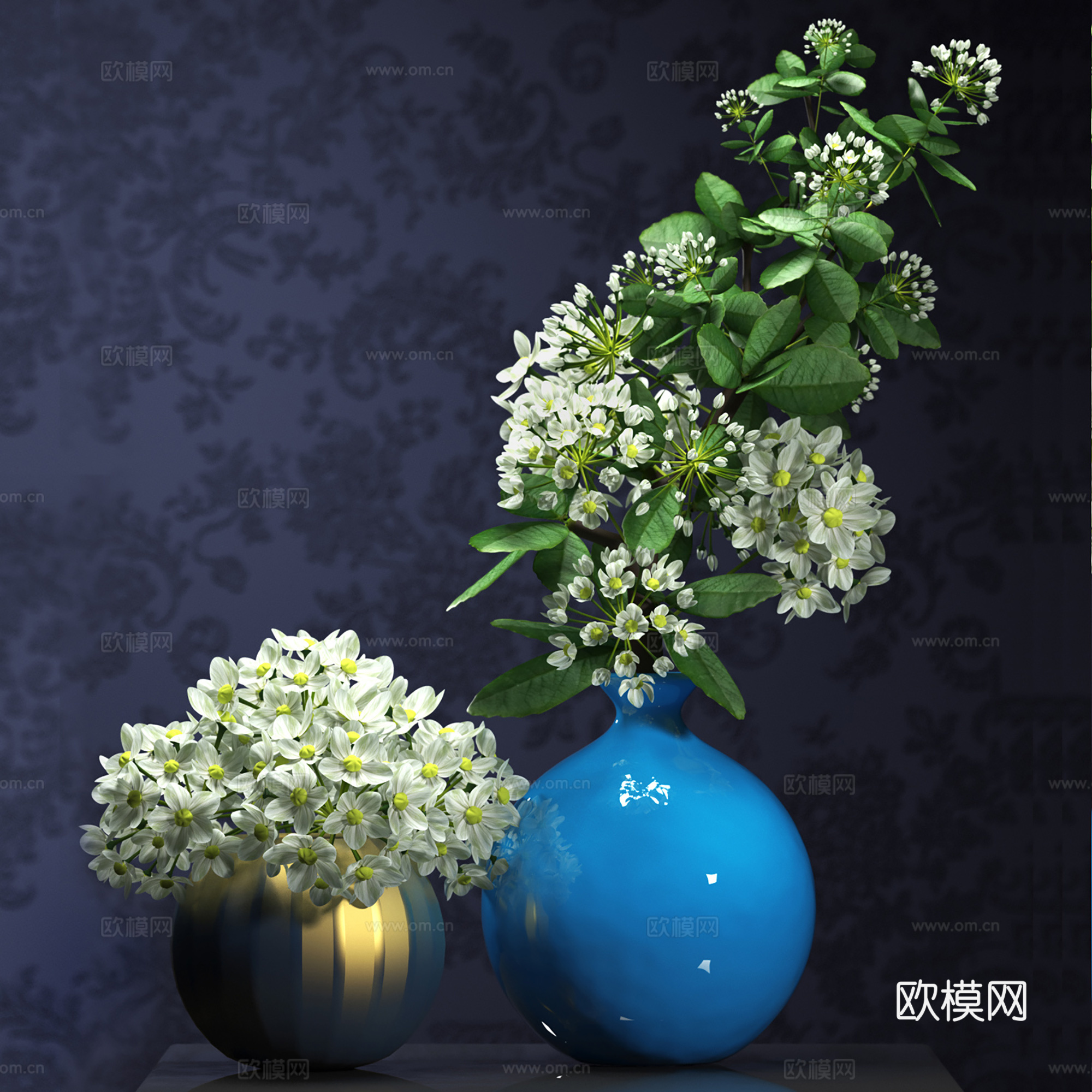 现代花瓶花艺  绿植盆栽3d模型