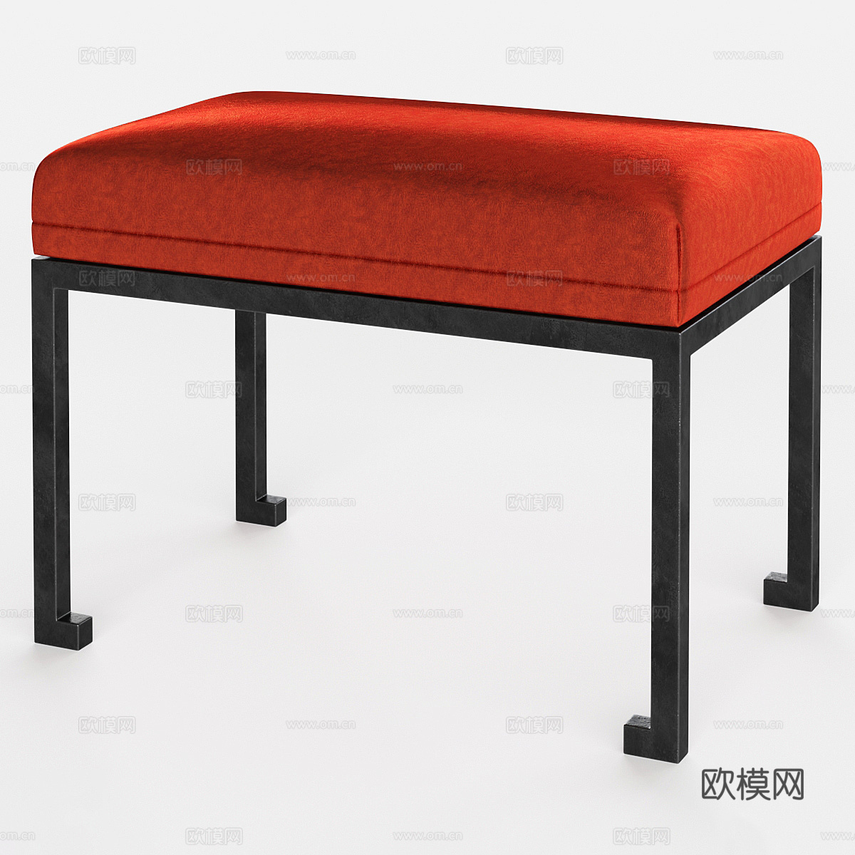 新中式布艺凳子3d模型