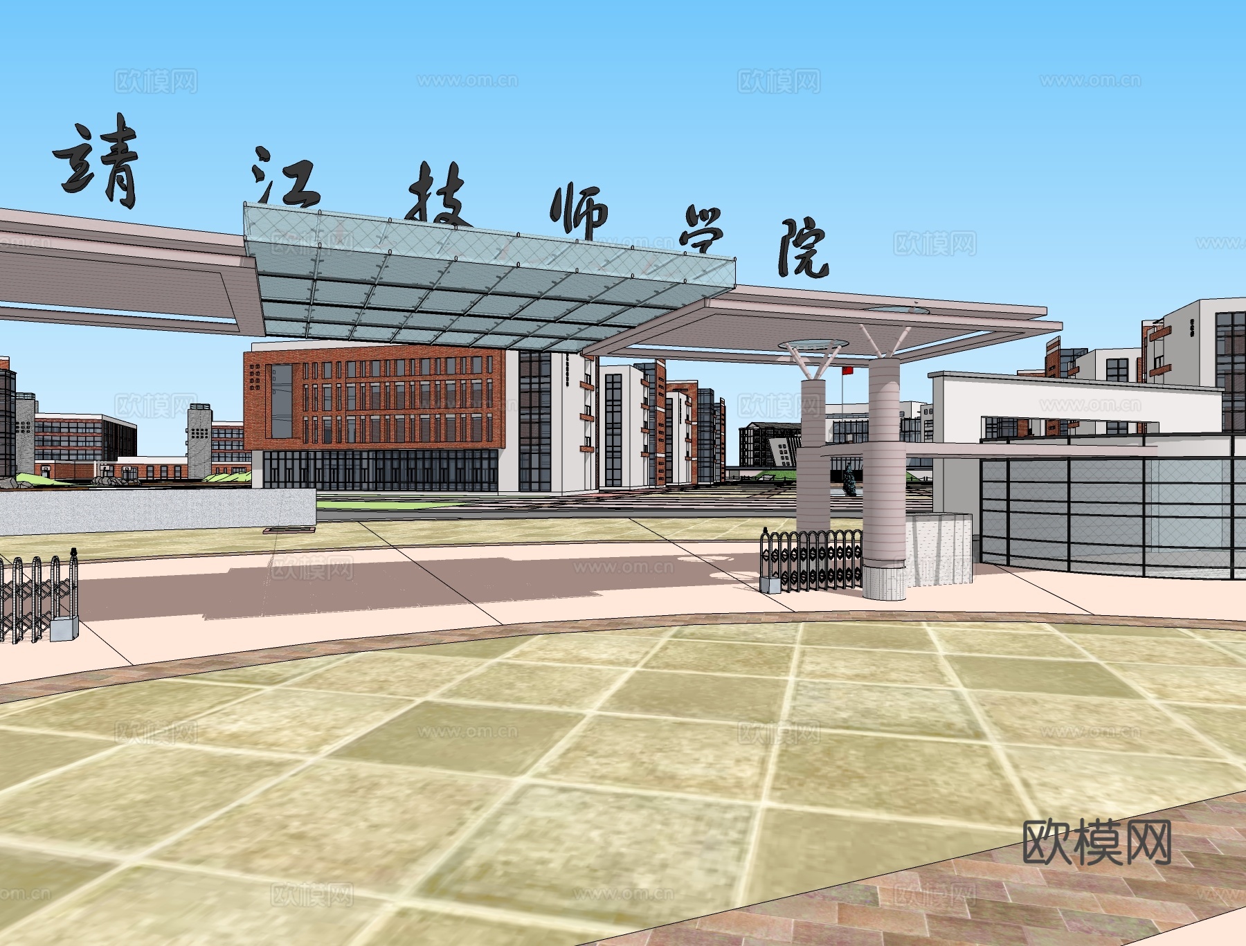 现代学校规划su模型下载