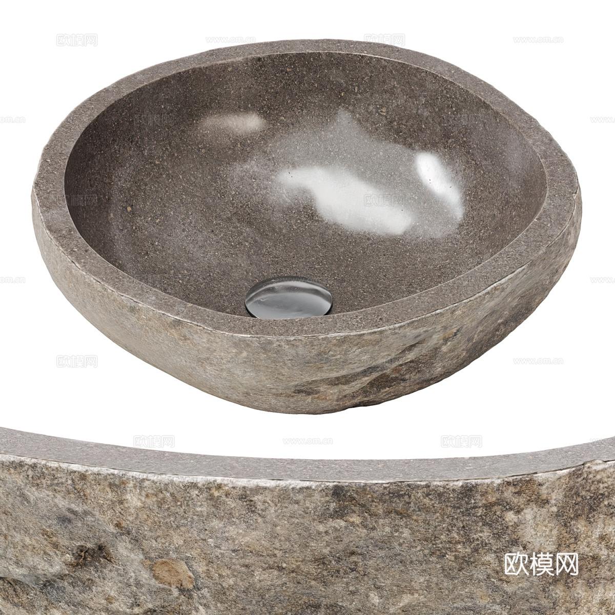 现代侘寂石槽 石盆 洗手盆3d模型