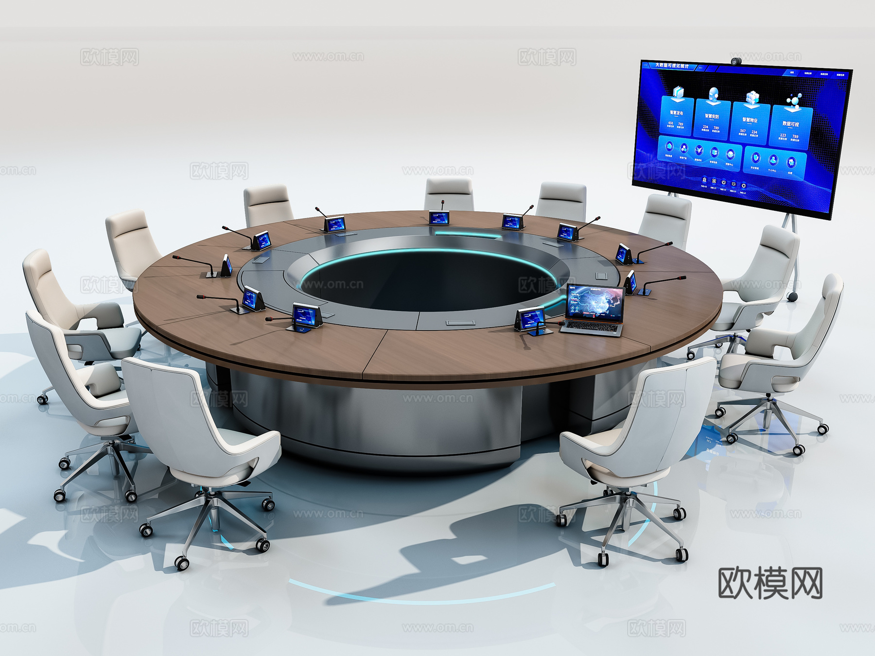 现代圆形会议桌3d模型