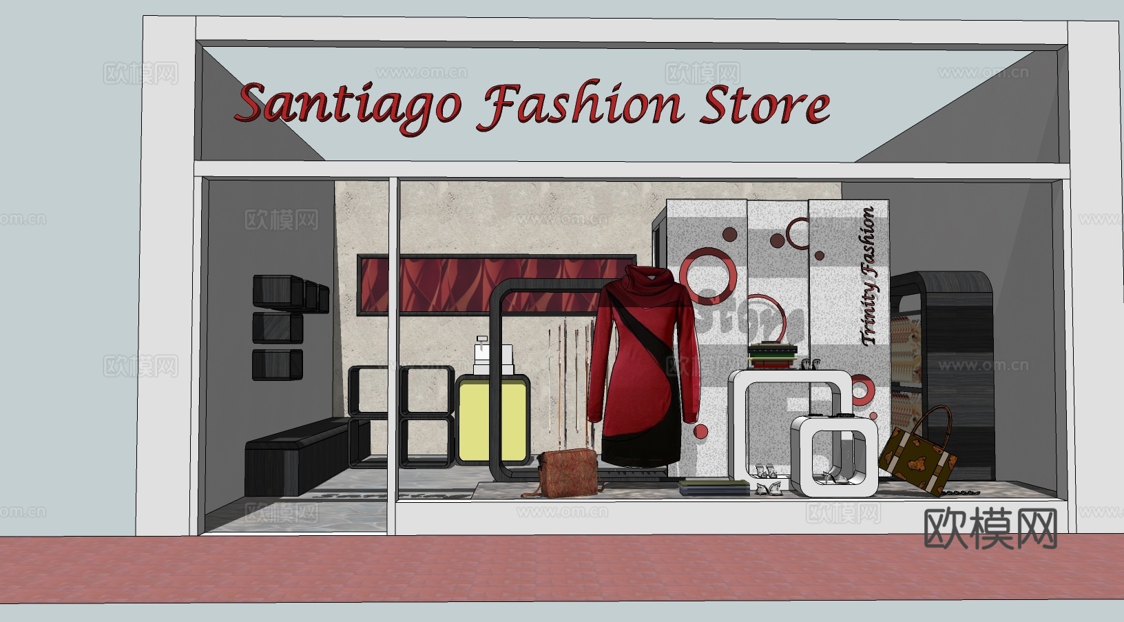 现代服装店免费su模型下载下载