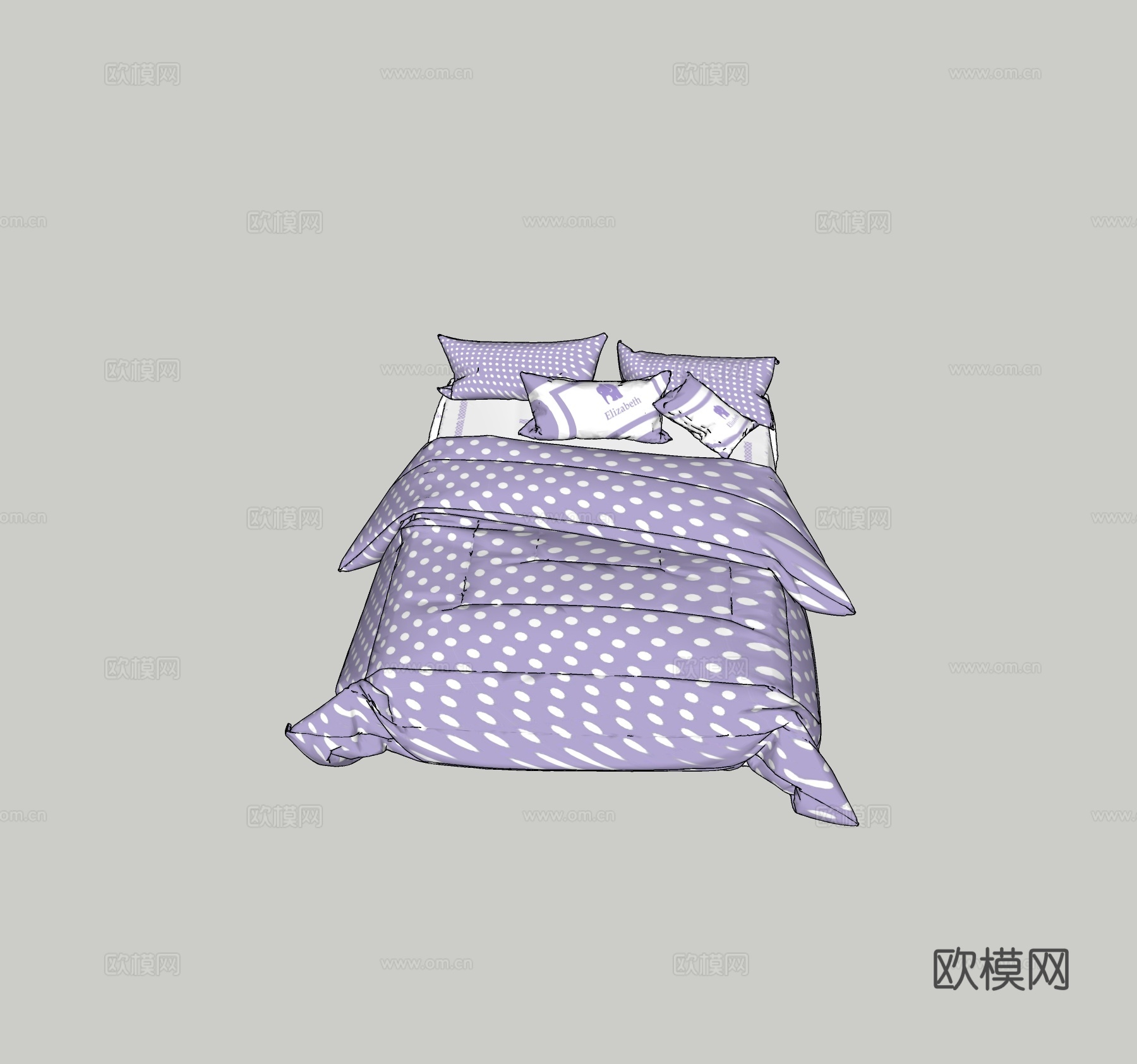 现代双人床免费su模型下载