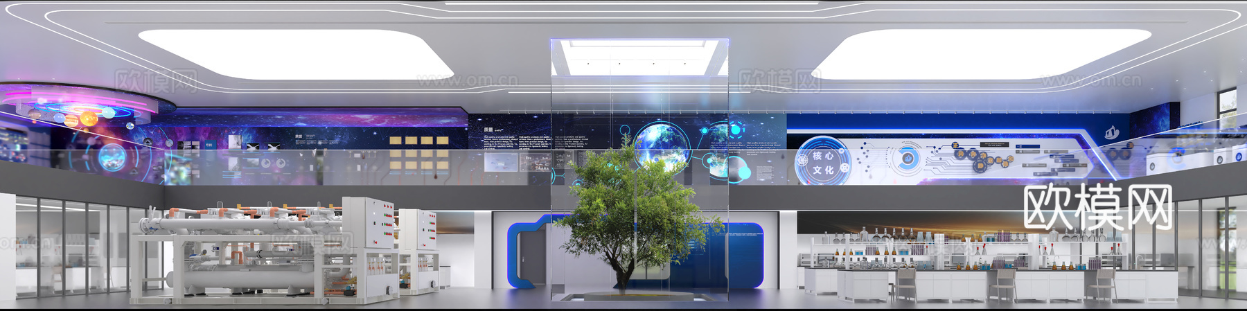 现代办公展厅3d模型下载（渲染图1）