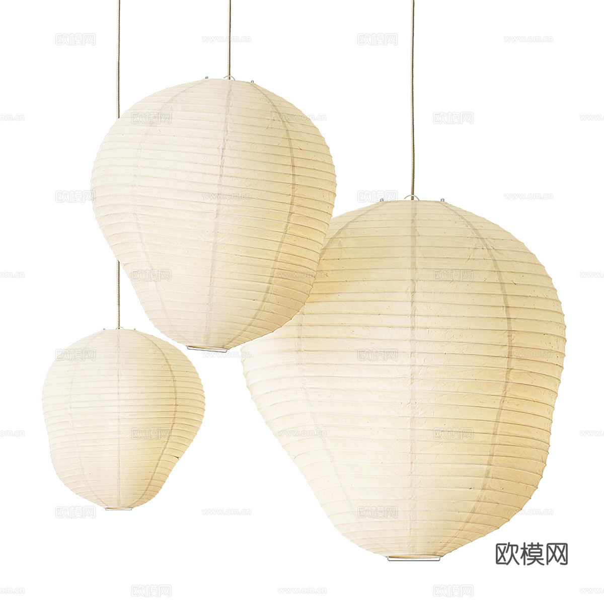 新中式侘寂藤编布艺装饰吊灯3d模型